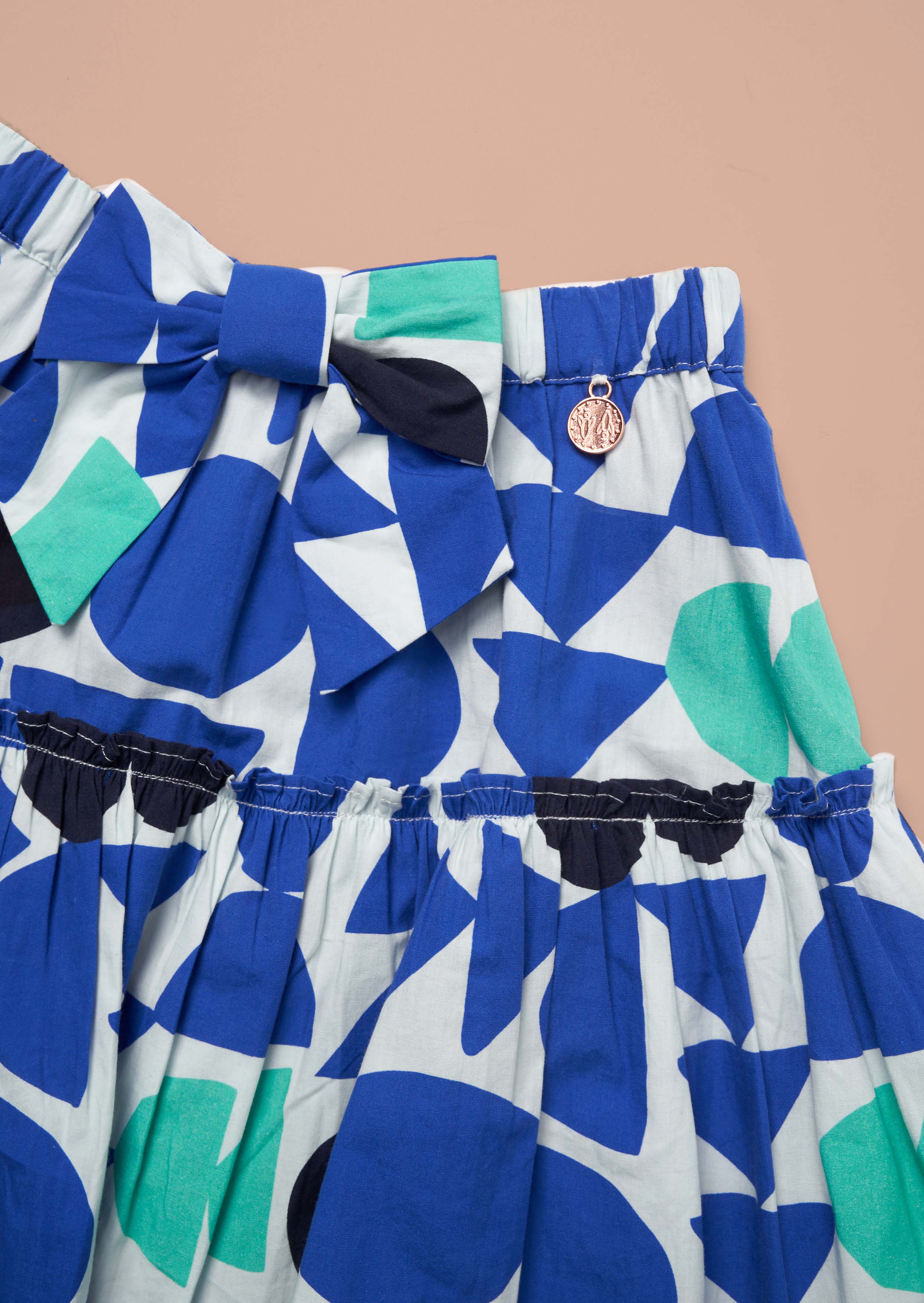 Online Girls Blue Print Tiered Skirt