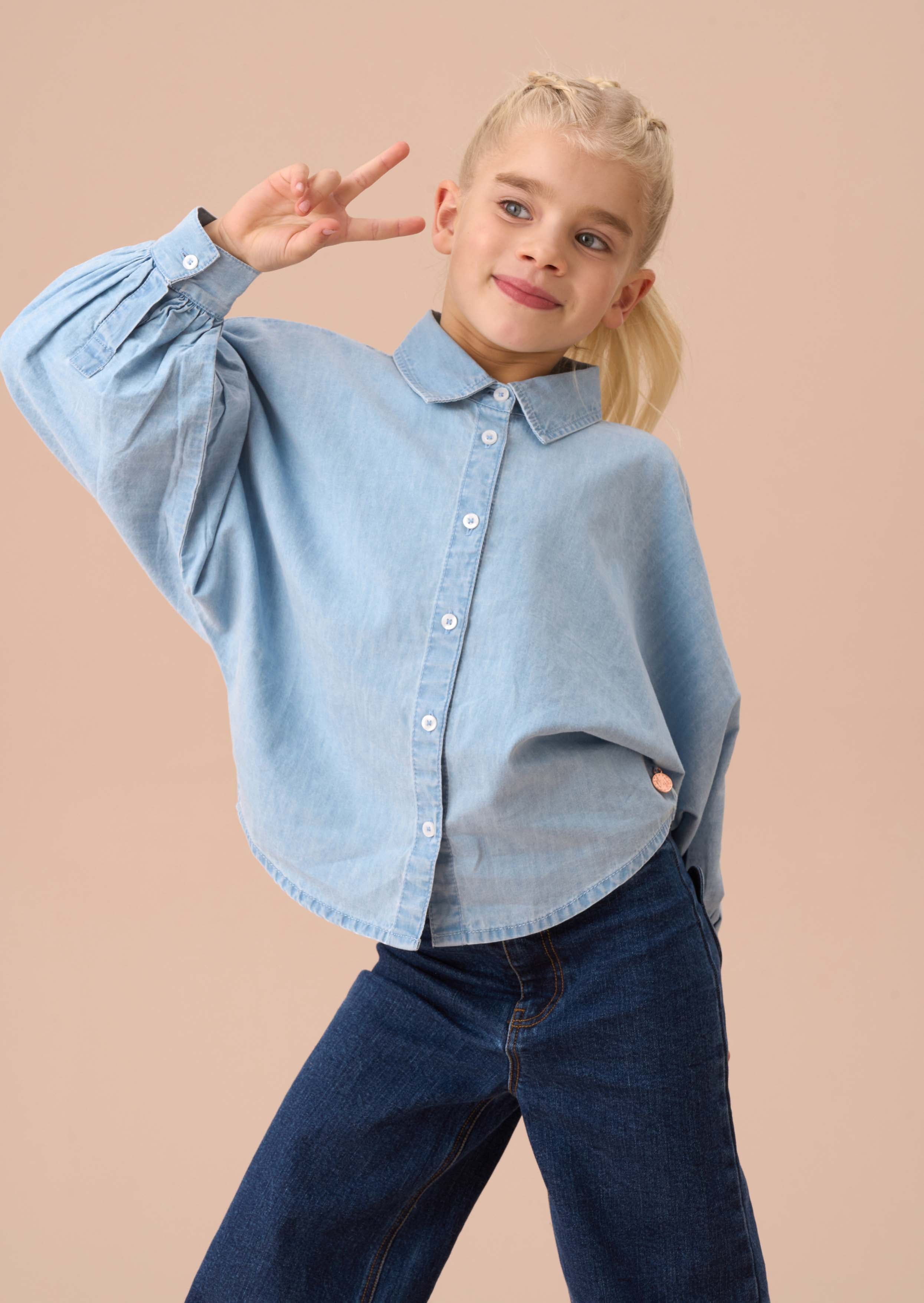 Cotton Girls Blue Denim Shirt