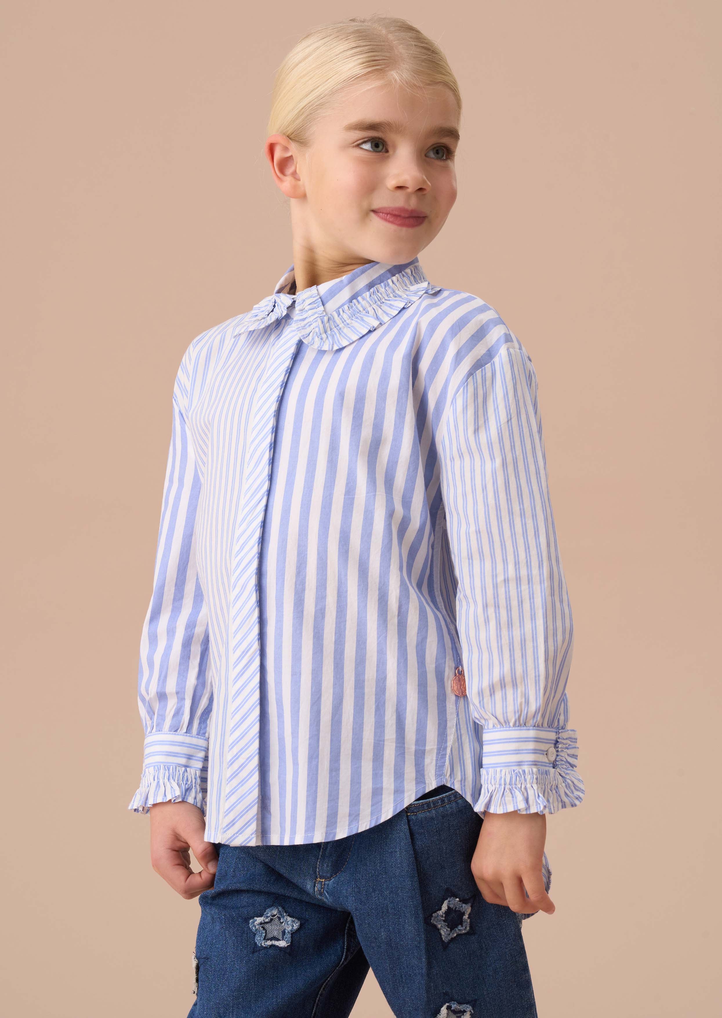 Cotton Boys Blue Mix Stripe Shirt