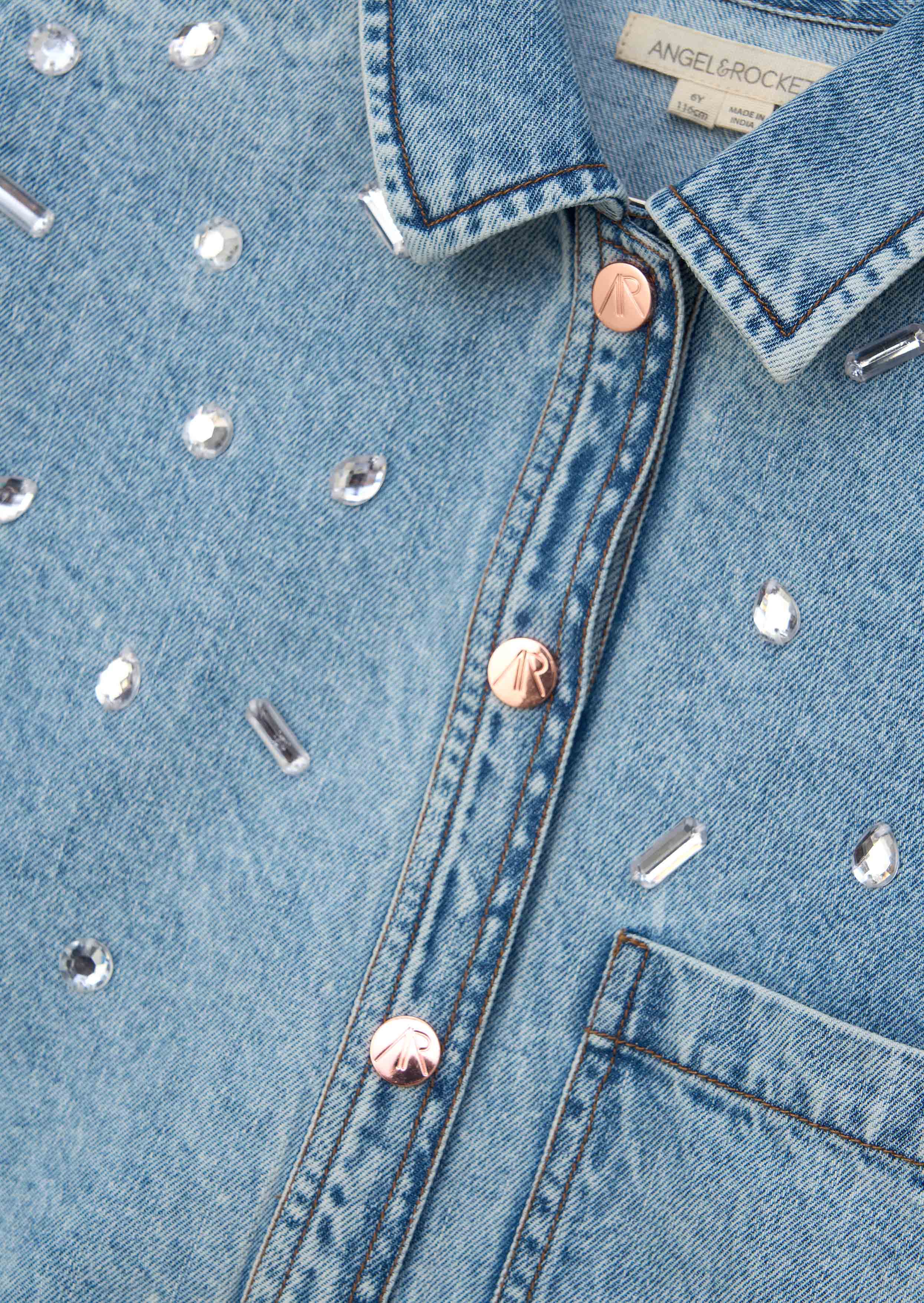 Buy Girls Blue Short Sleeve Denim Shirt