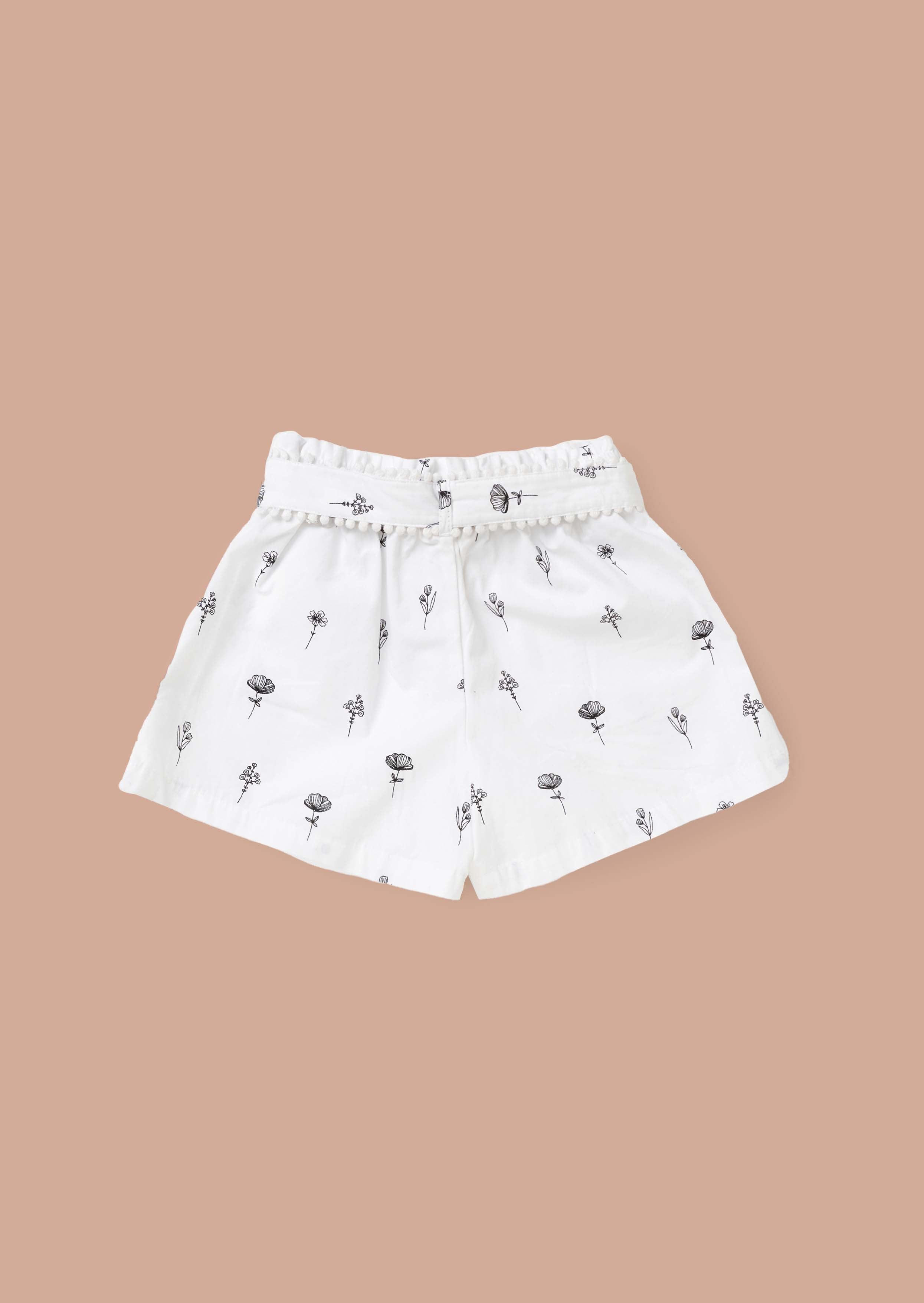 Buy Online Girls Ivory Printed Poplin Shorts
