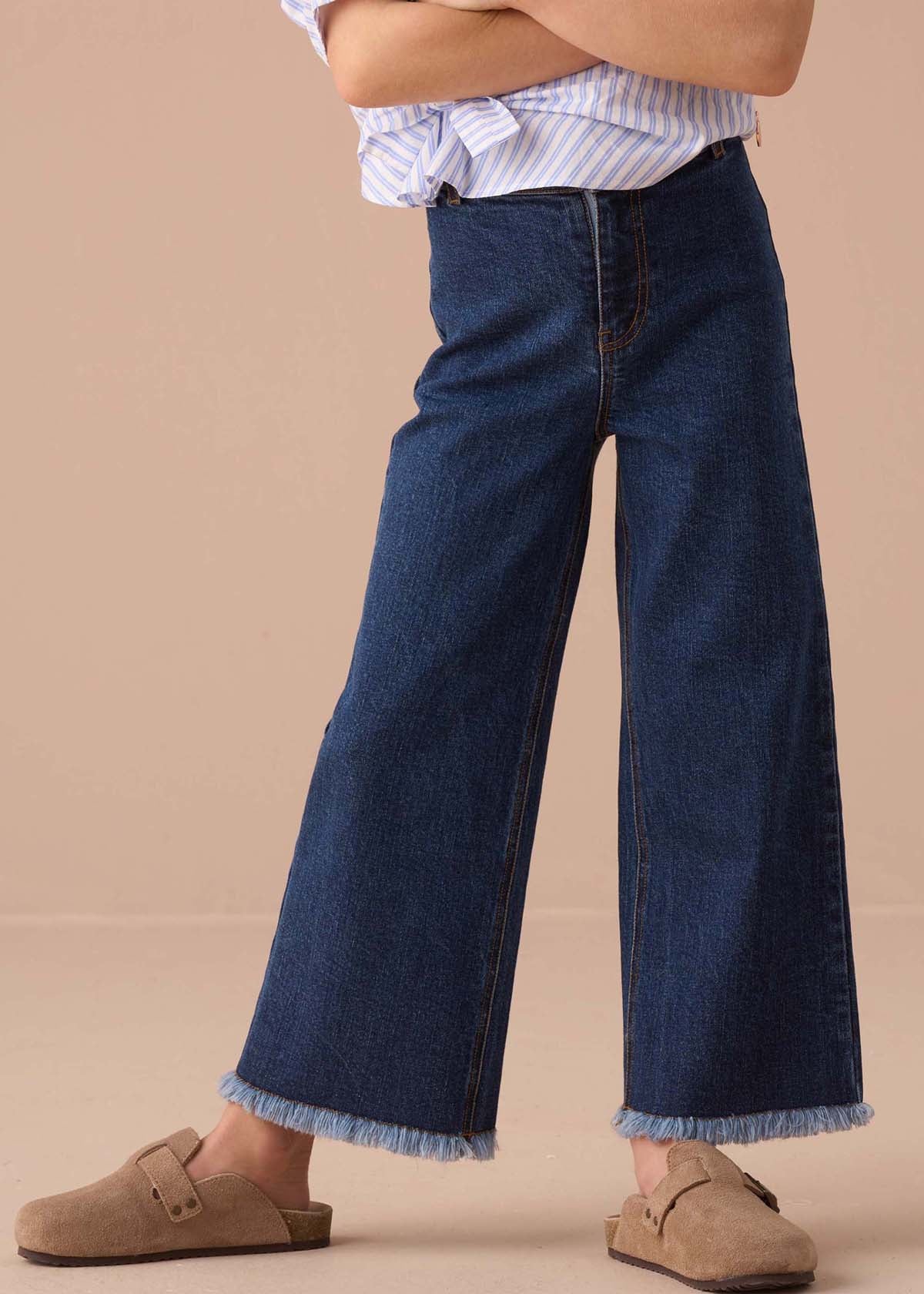Baby Girl Blue Heart Pocket Cropped Jean