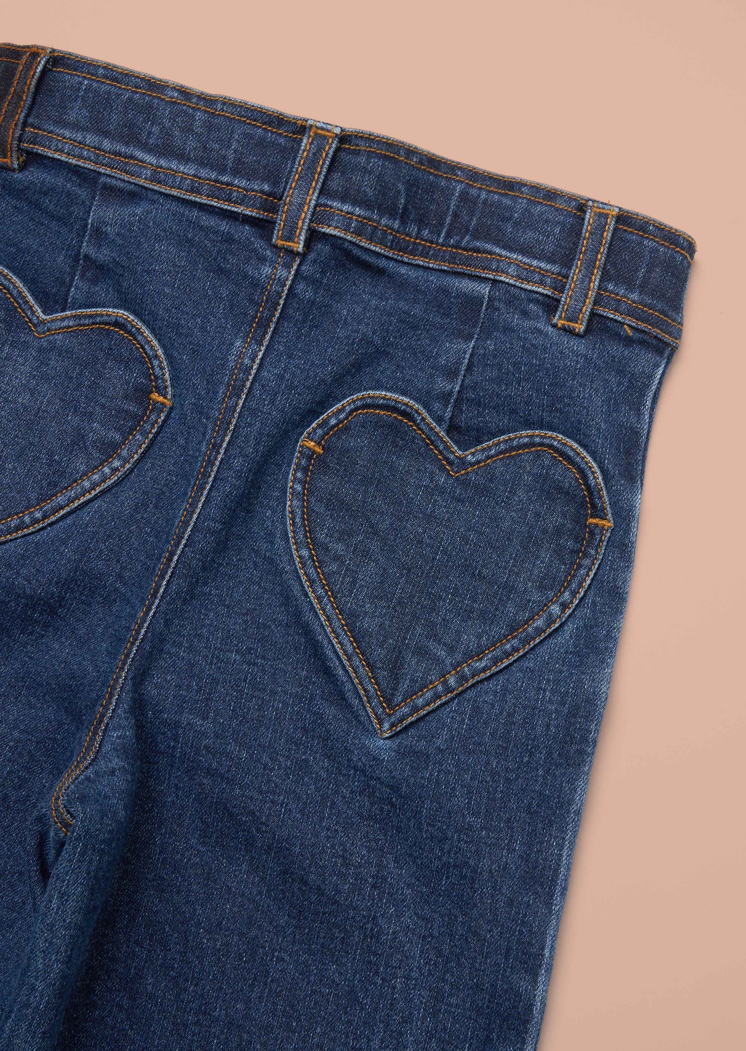 Buy Baby Girl Blue Heart Pocket Cropped Jean