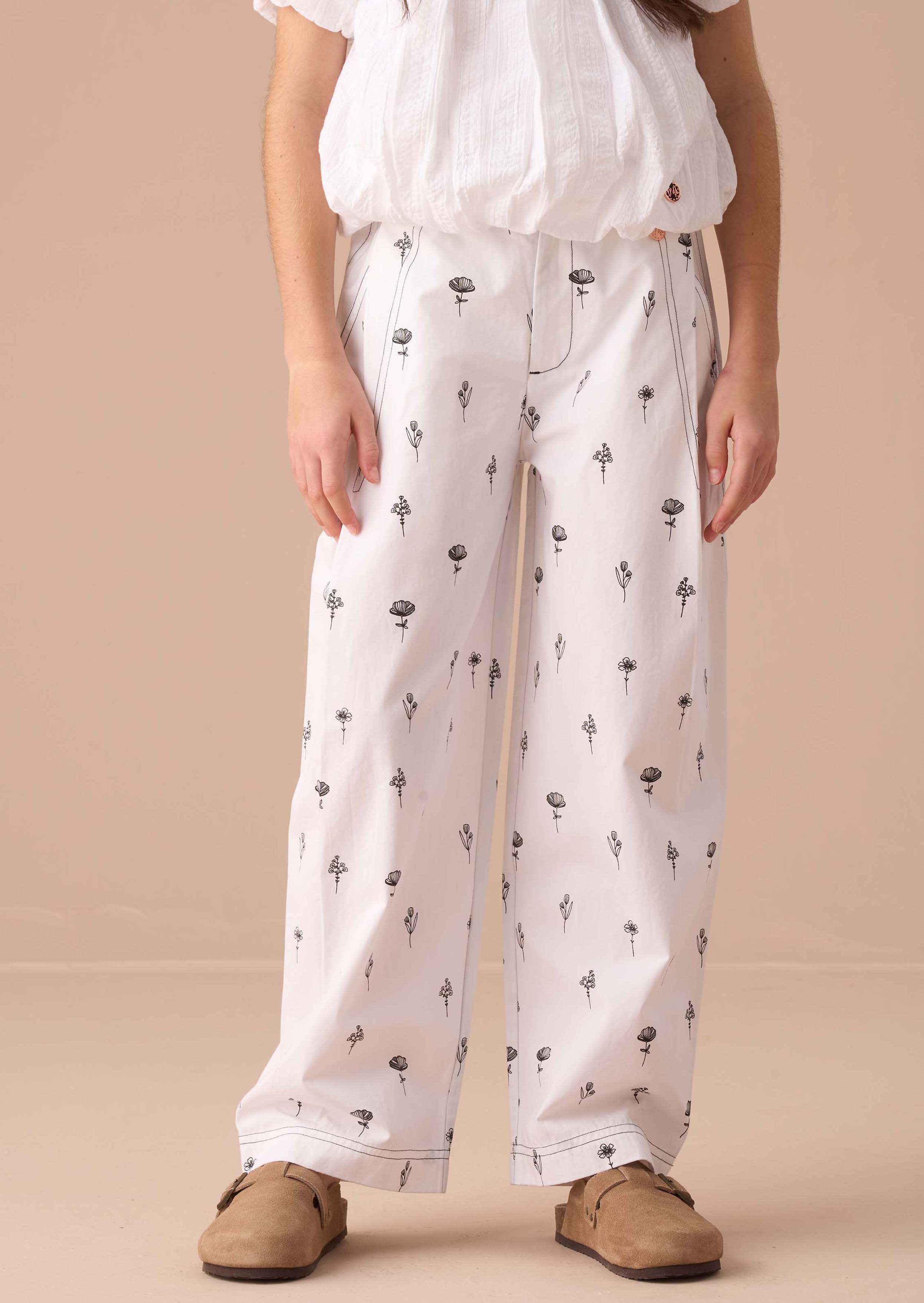 Girls Ivory Poplin Trousers