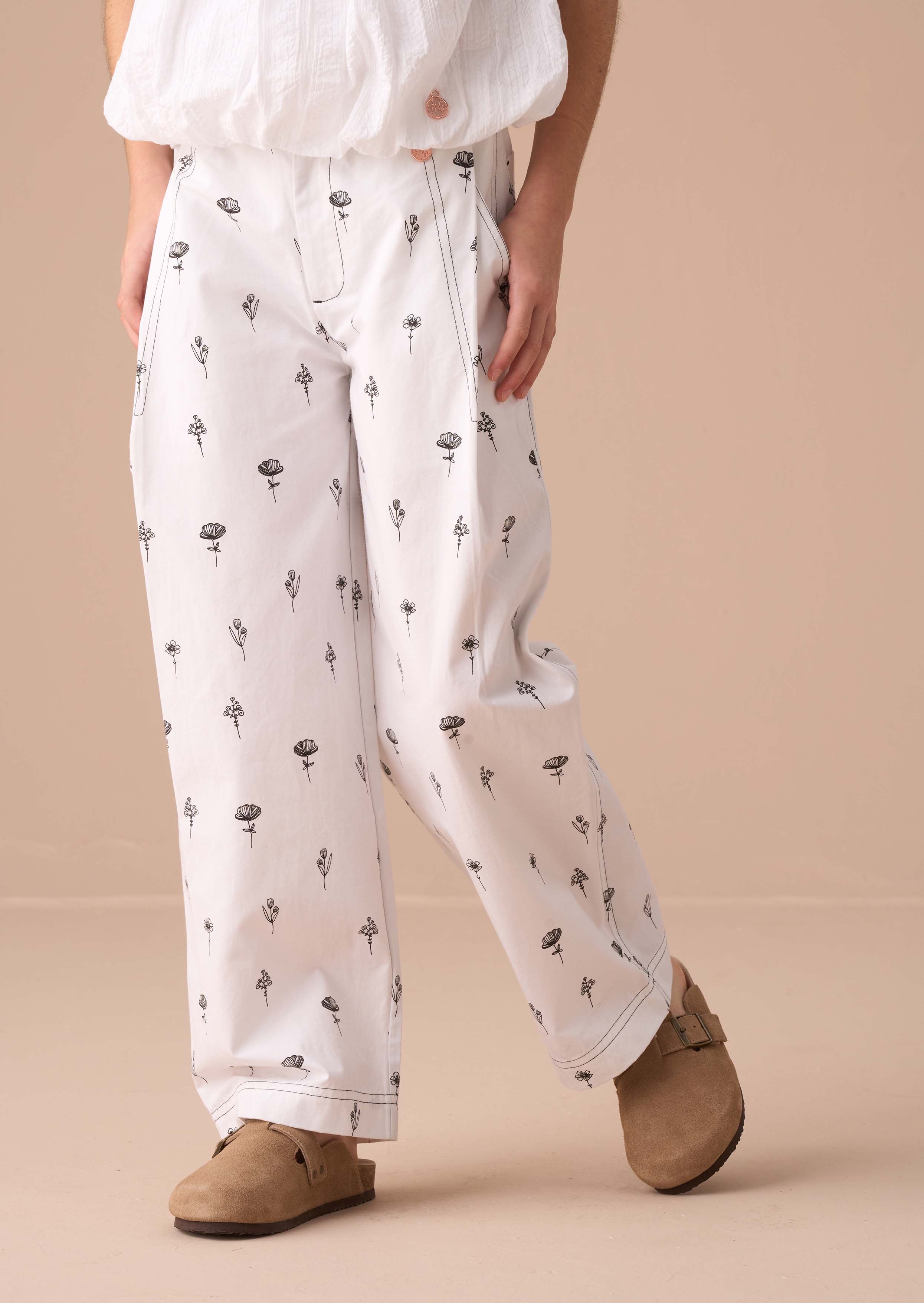 Cotton Girls Ivory Poplin Trousers