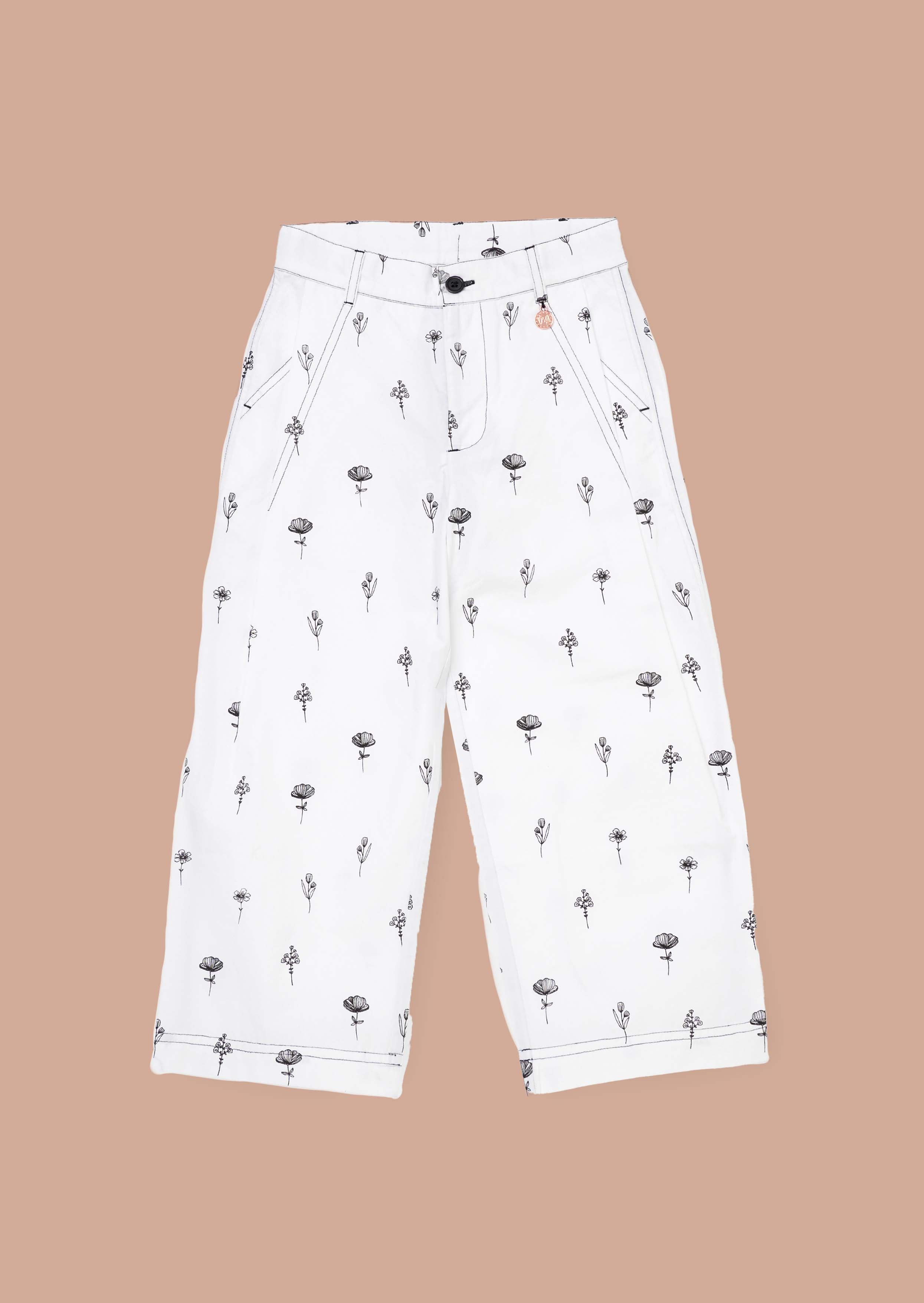 Relaxed Fit Girls Ivory Poplin Trousers