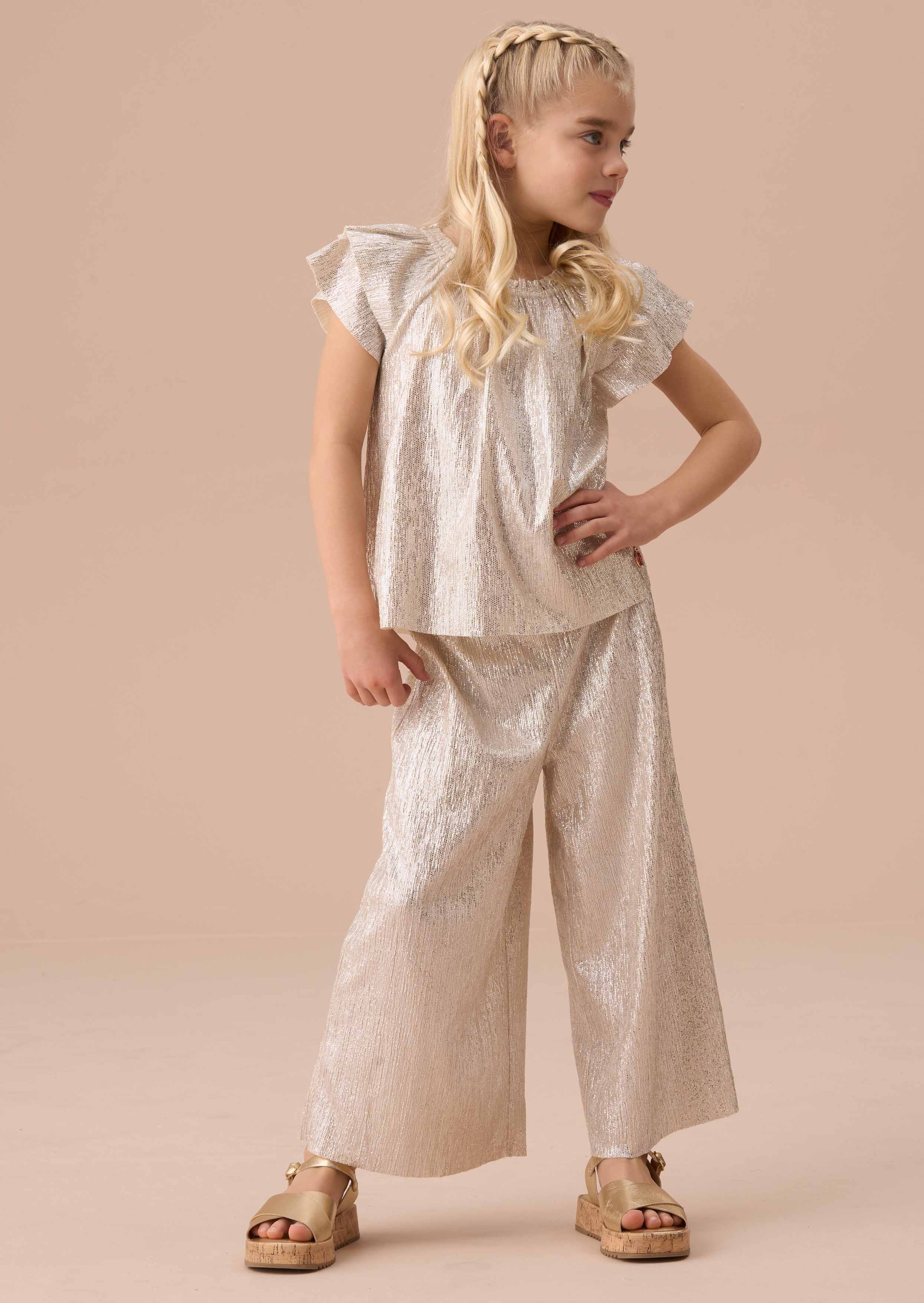 Loose Fit Girls Silver Trouser