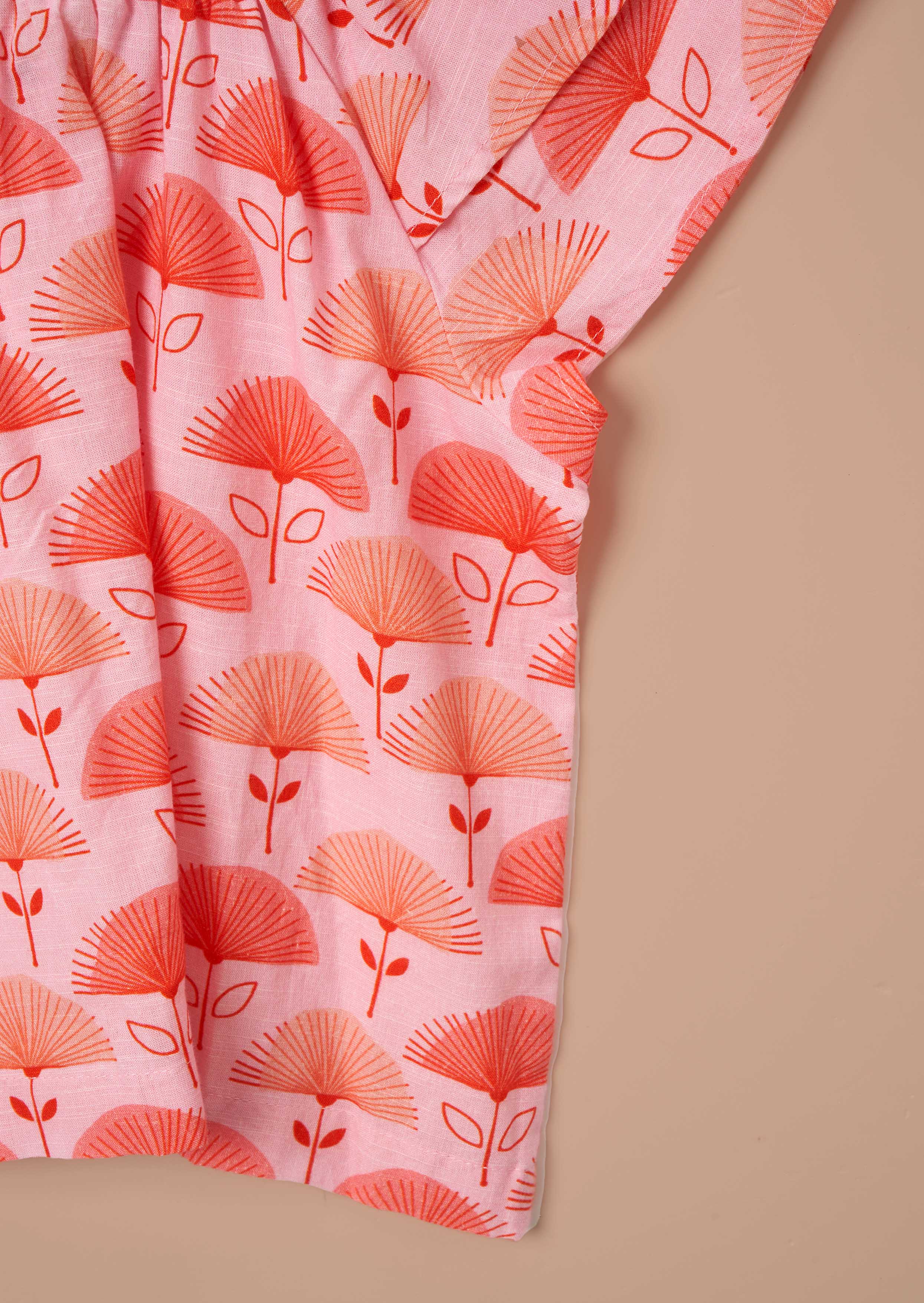 Carman Cotton Pink Fan Floral Top Outfit