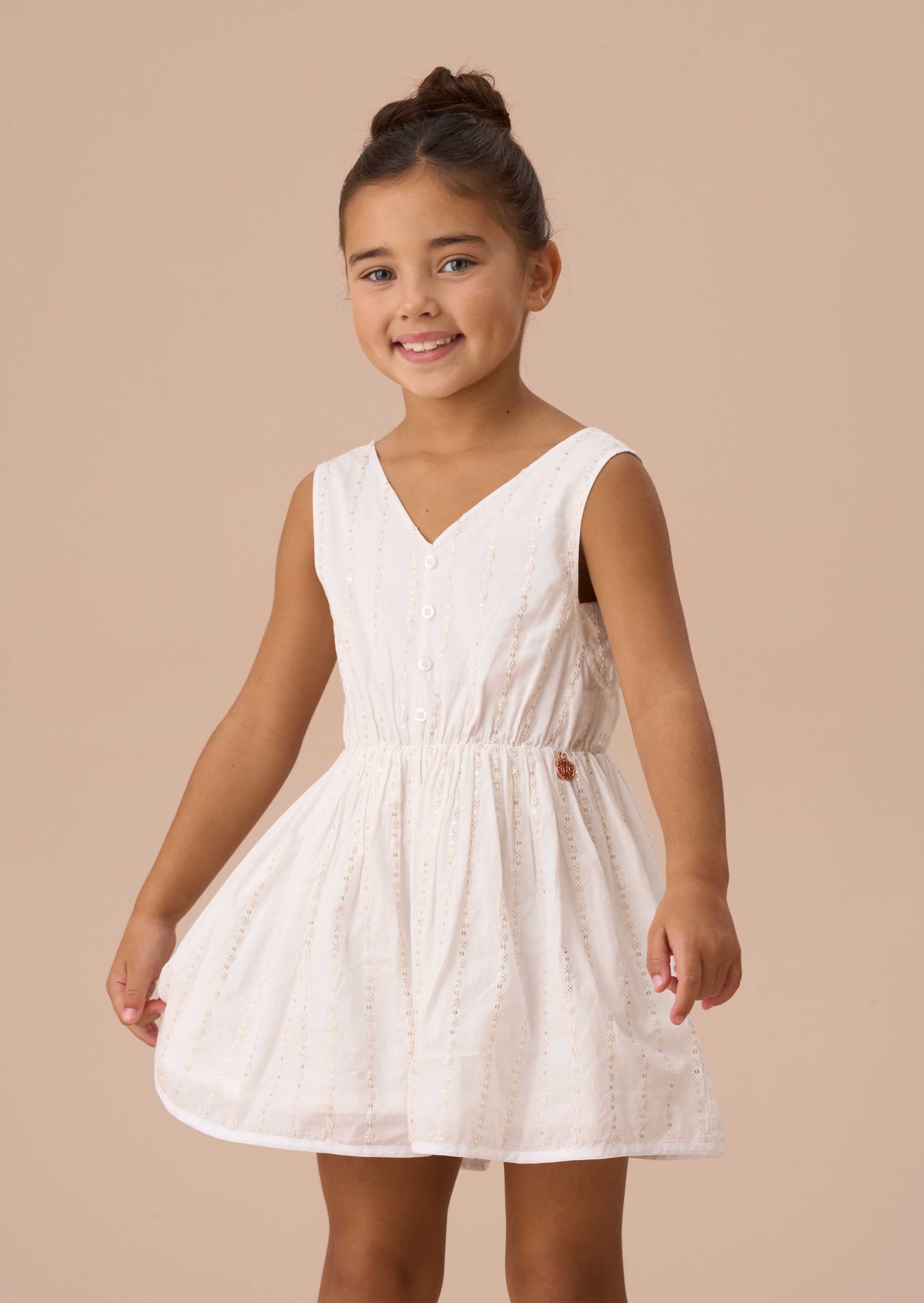 Girls Ivory Sequin Broderie Playsuit