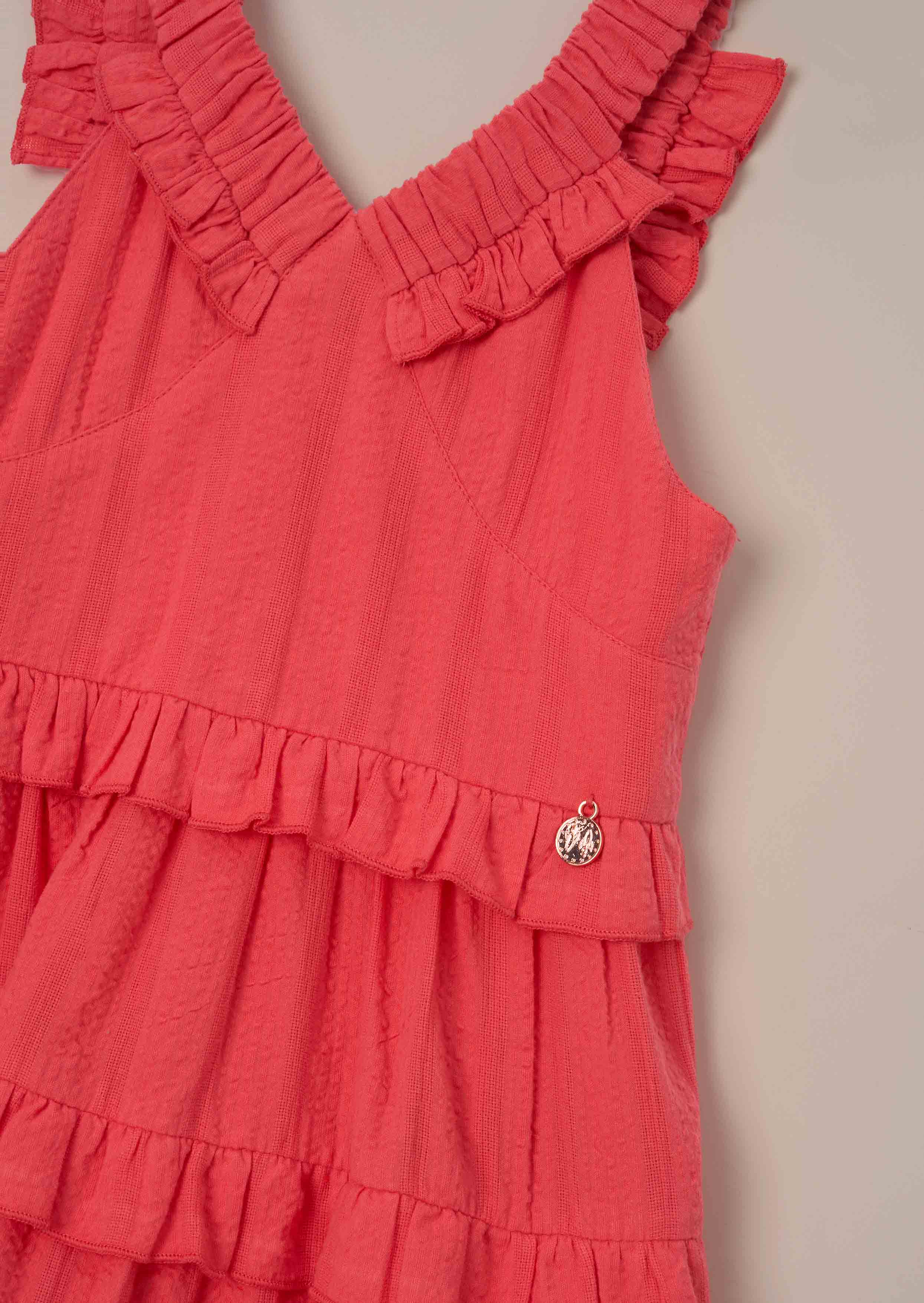 Buy Online Coral Tiered Frill Dress