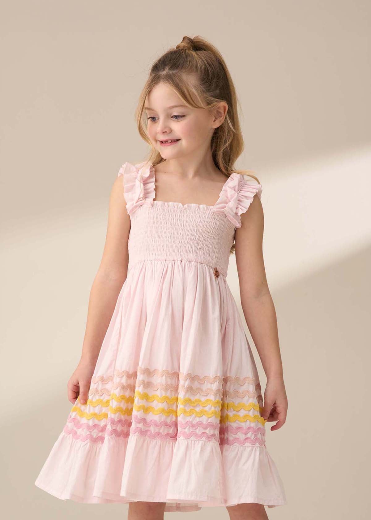 Girl Pink Ric Rac Midi Dress