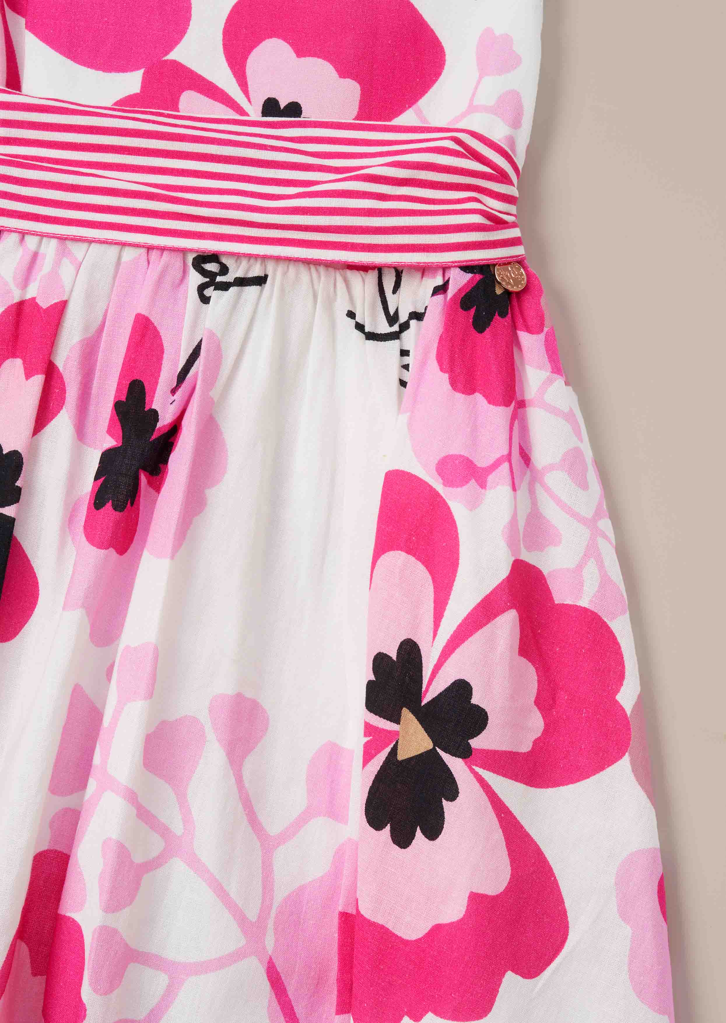 Short sleeve Pink Pansy Print Dress