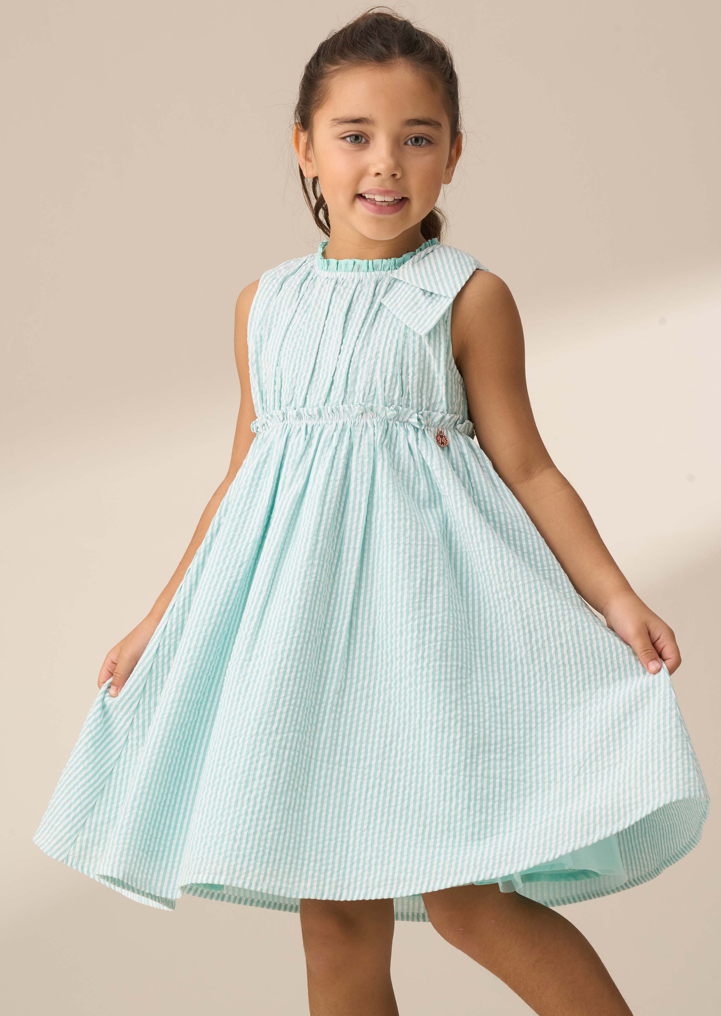 girl Mint Seersucker Stripe Dress