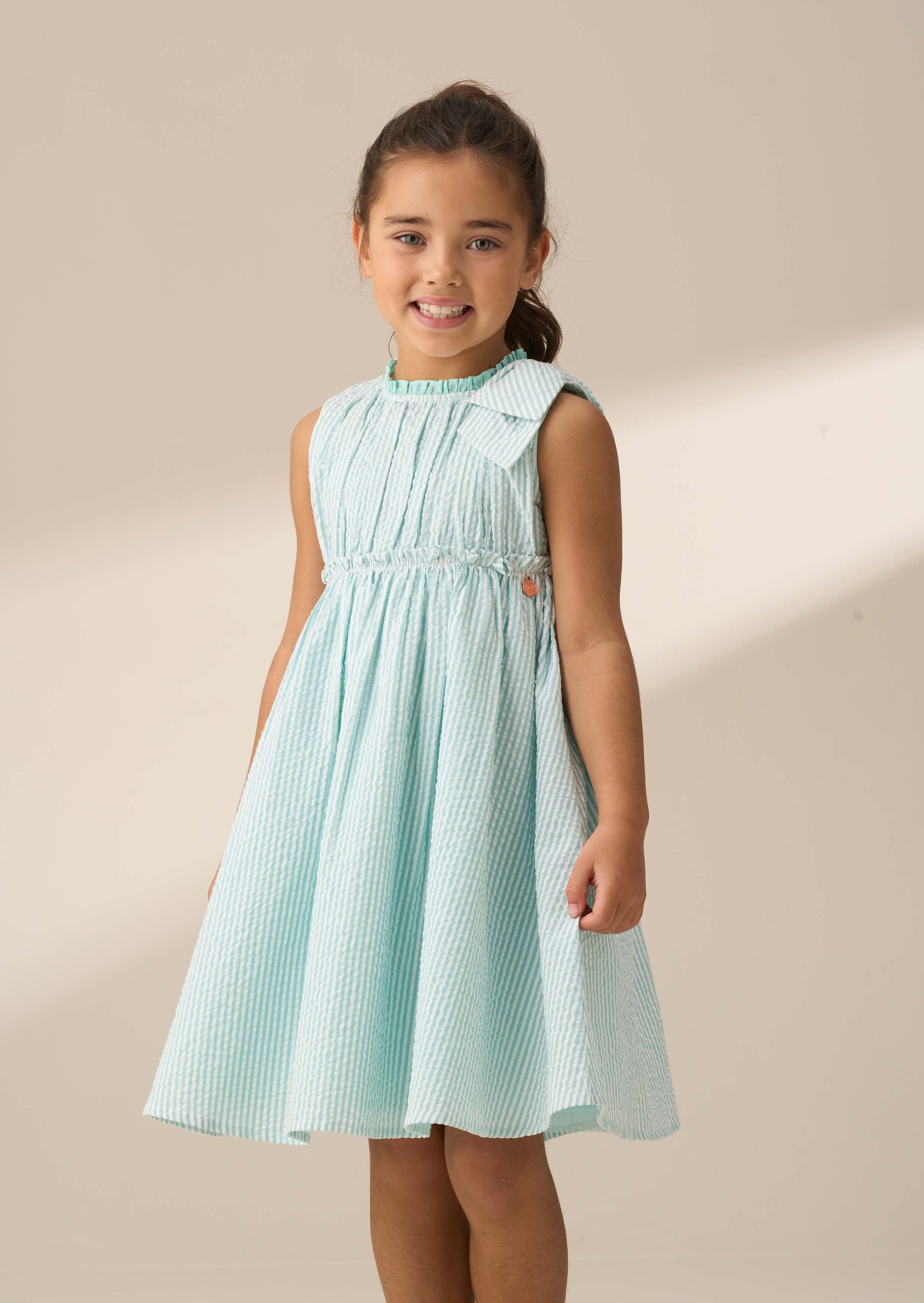 maxi girl mint seersucker stripe dress