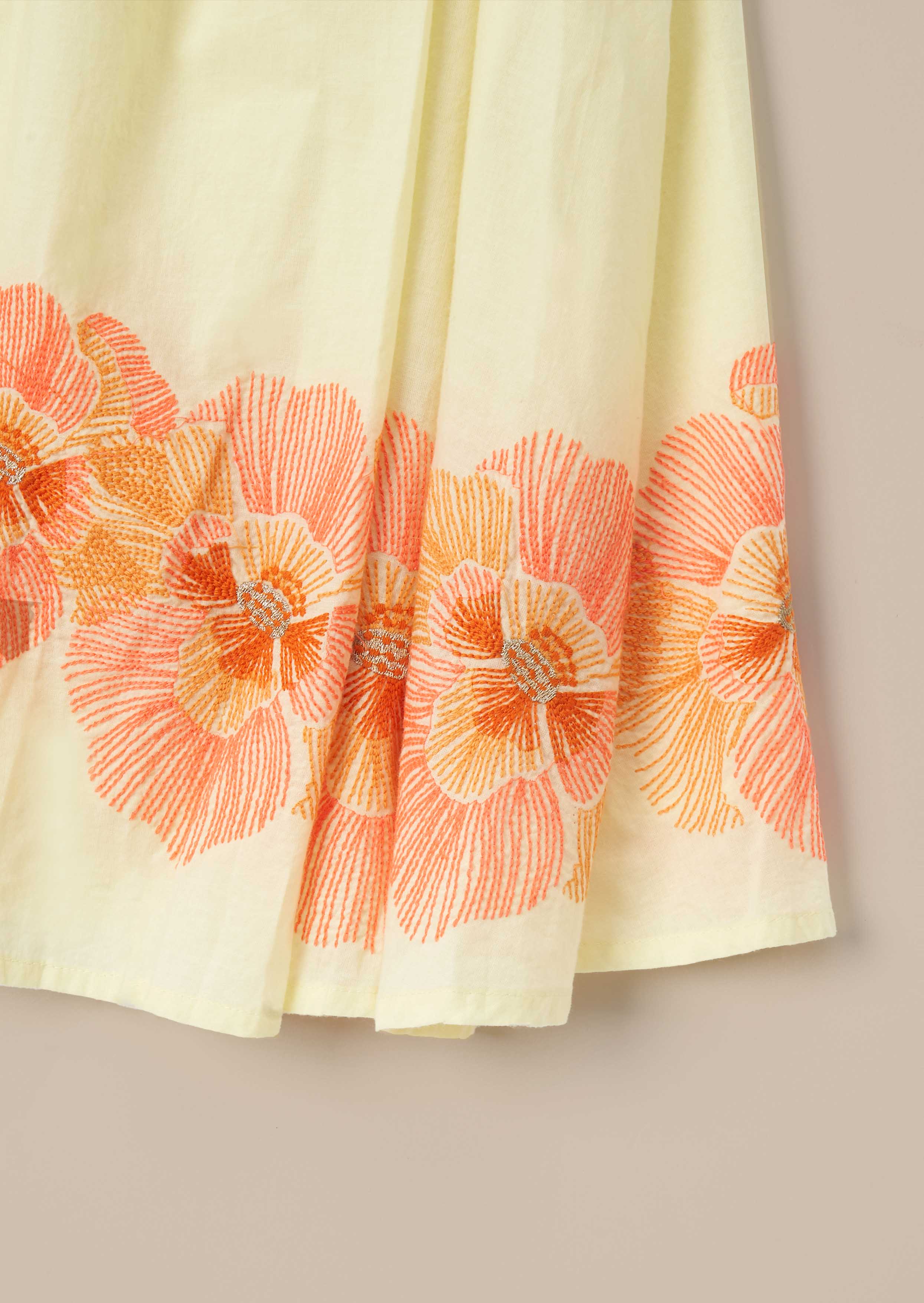 Online Yellow Embroidered Swing Dress