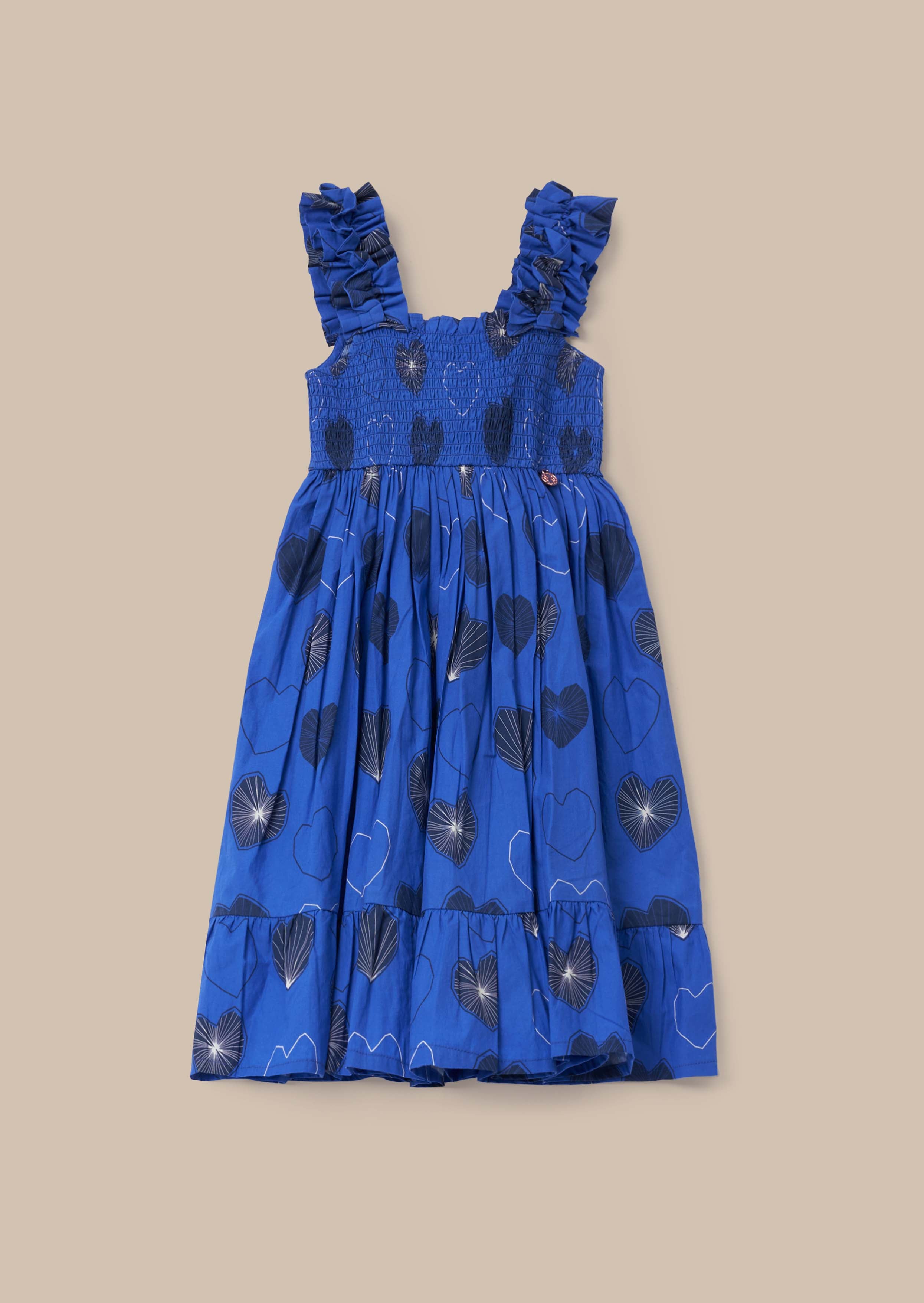 Midi Girl Blue Tiered Print Dress