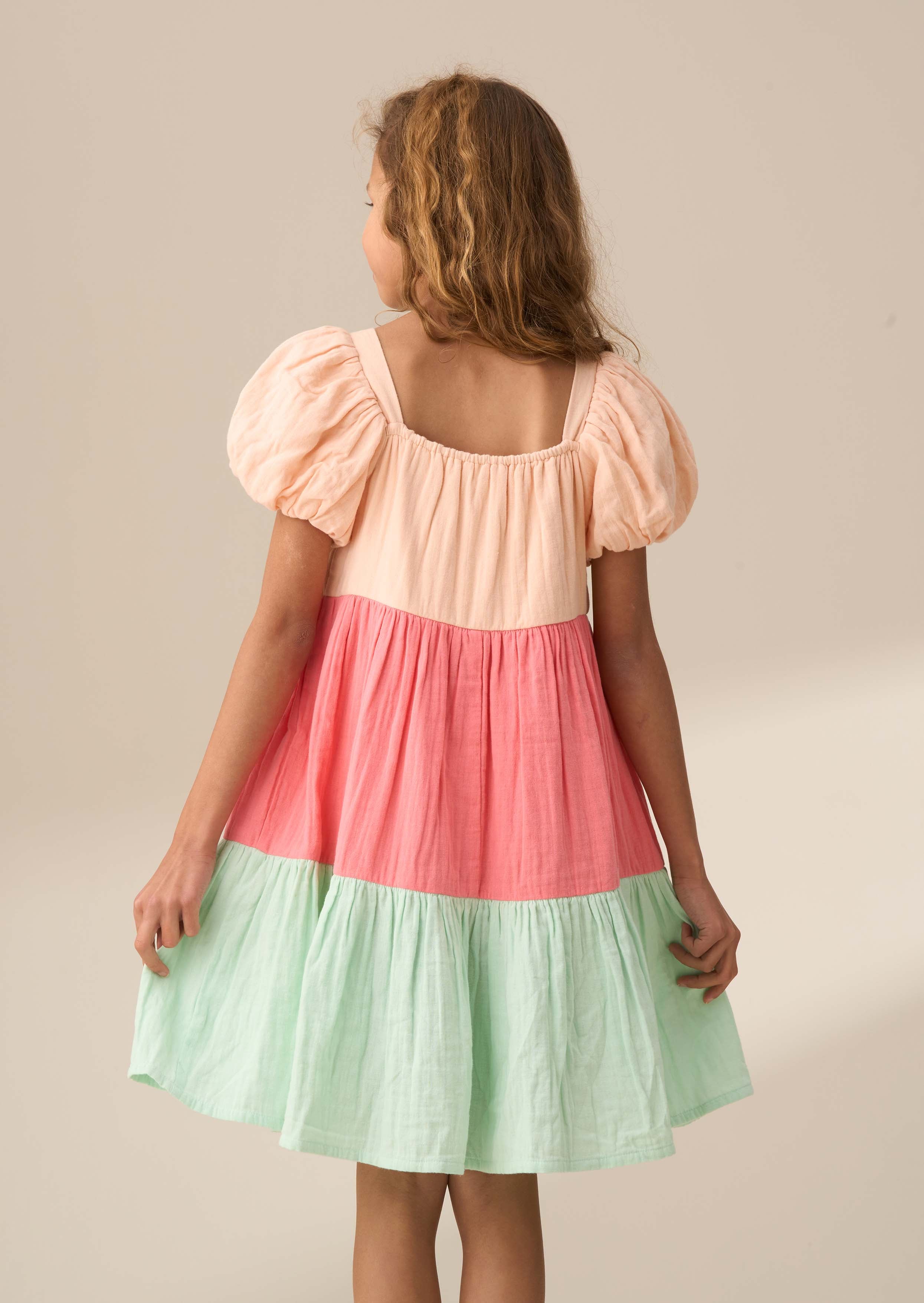 tiered colour block dress