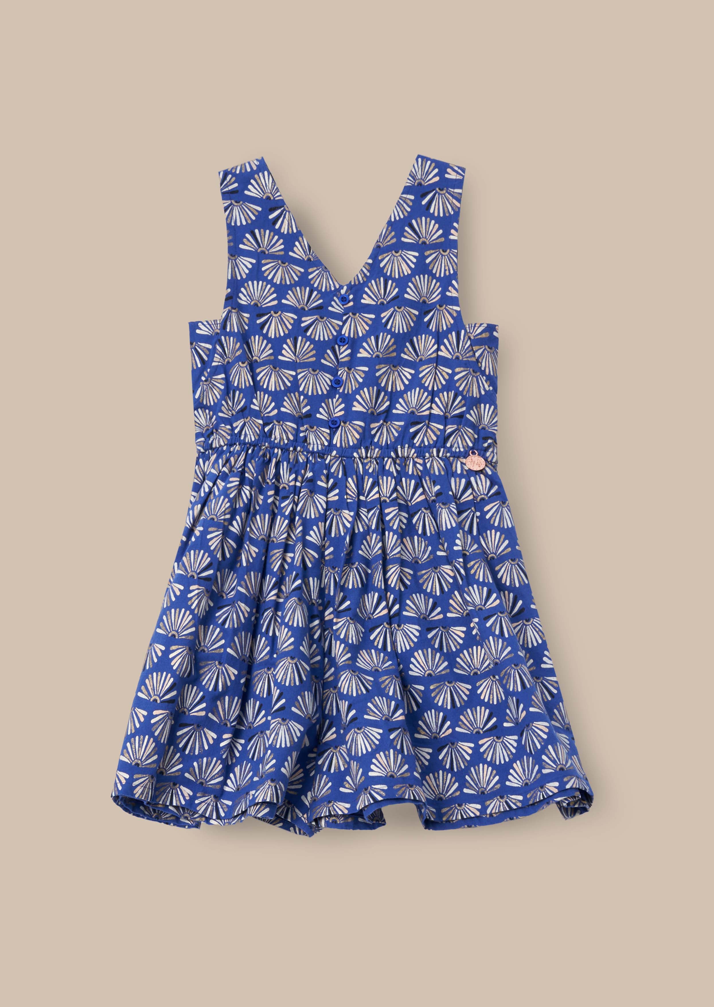 Blue Printed Linen Playsuit Outfit