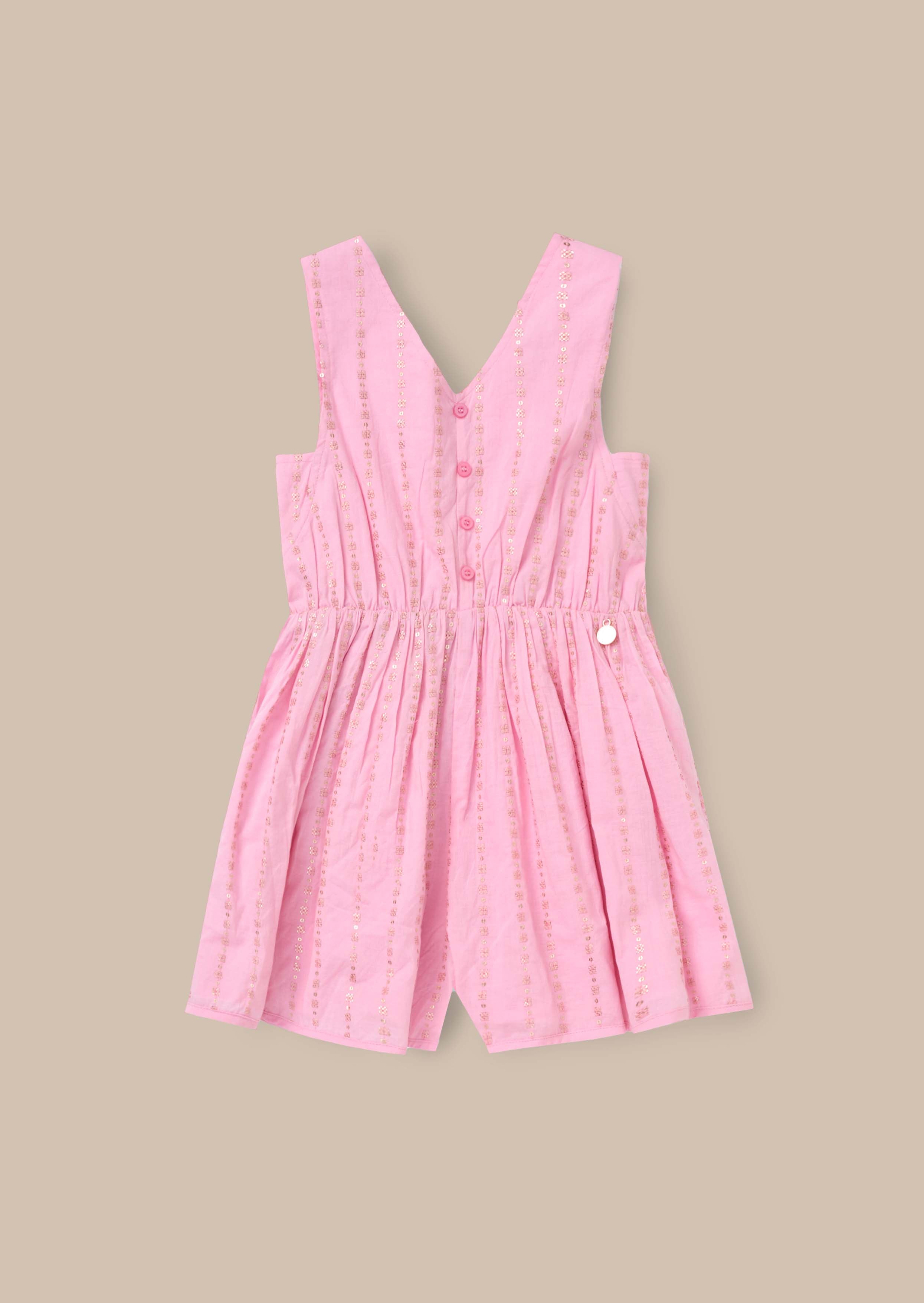 cotton Pink Embroidered Playsuit