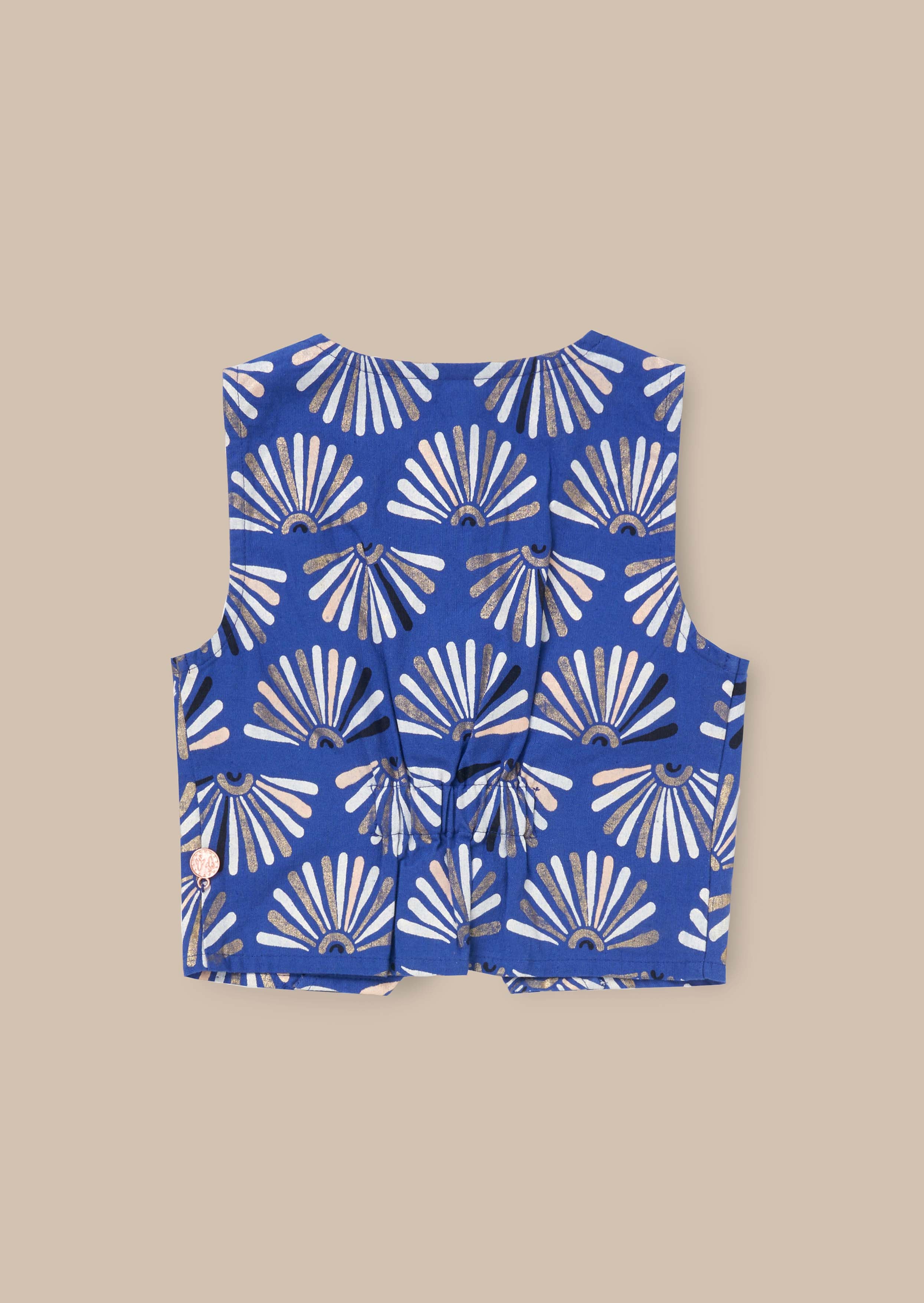 Blue Print Linen Waistcoat Outfit