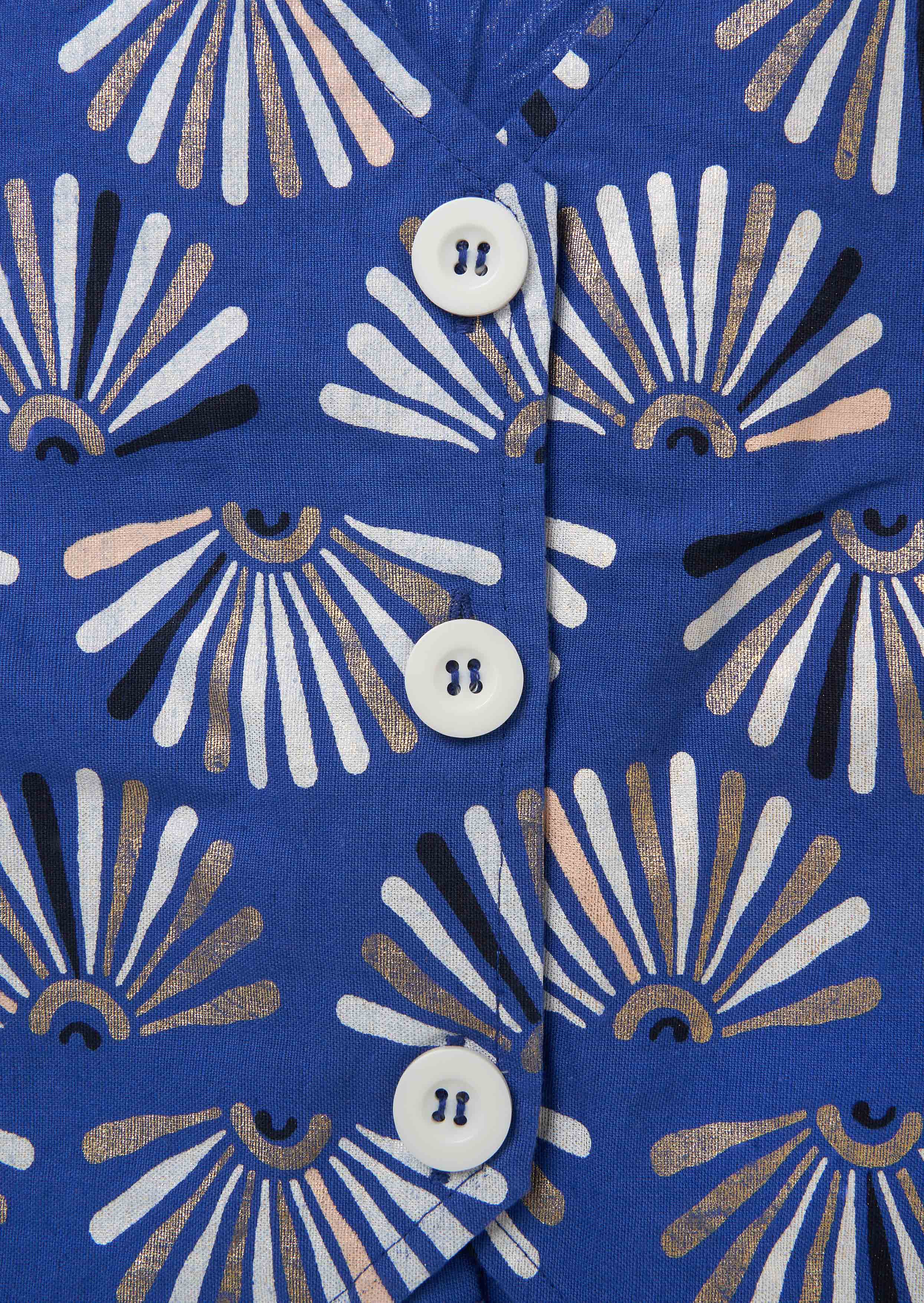 Buy online Blue Print Linen Waistcoat