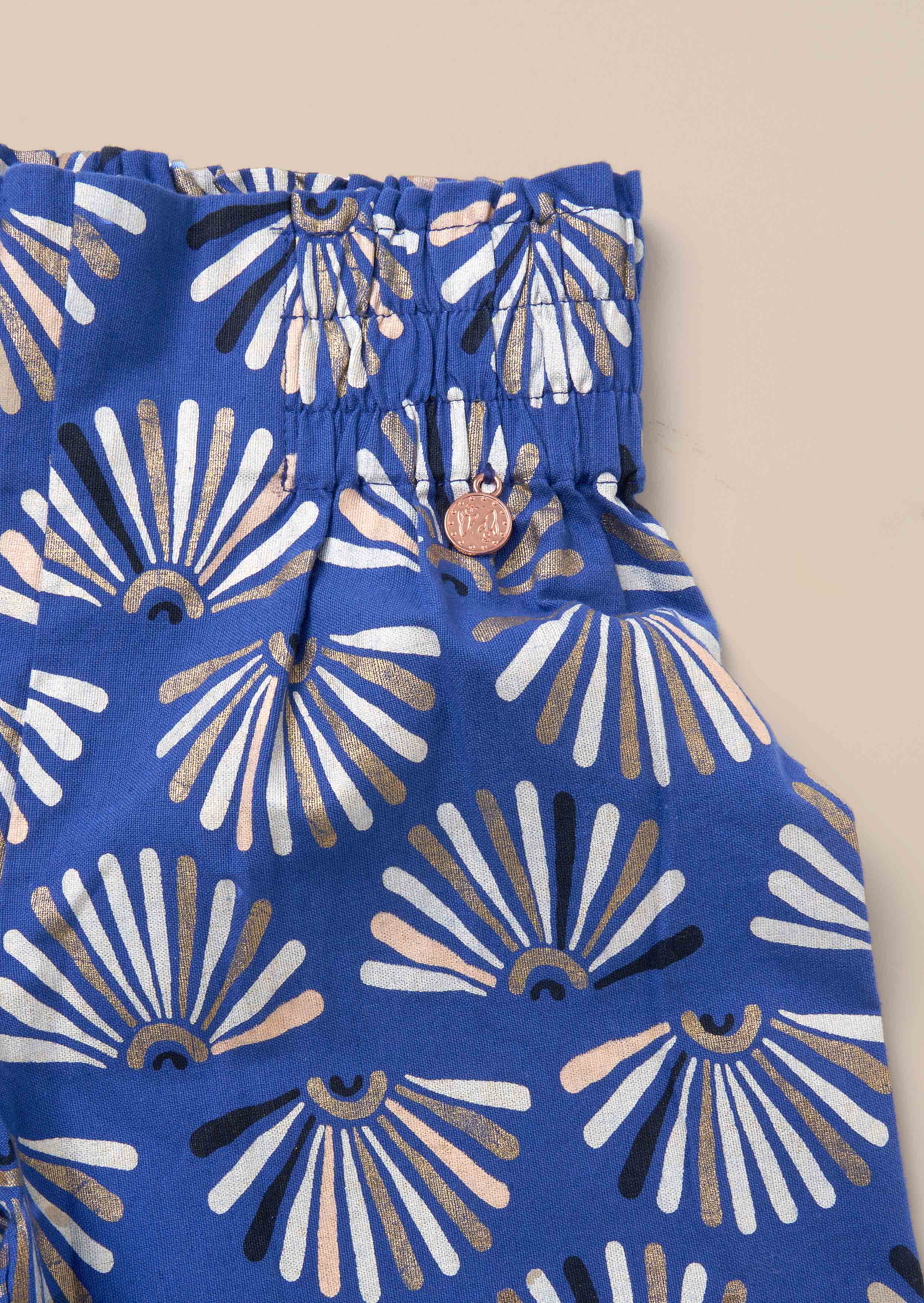 By Online Blue Printed Linen Trousers