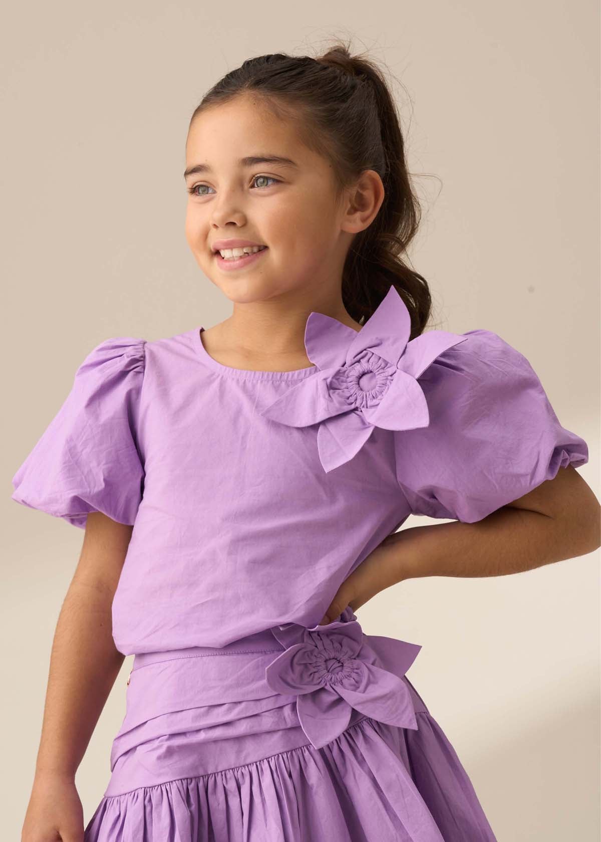 Roxie Purple Corsage Woven Top