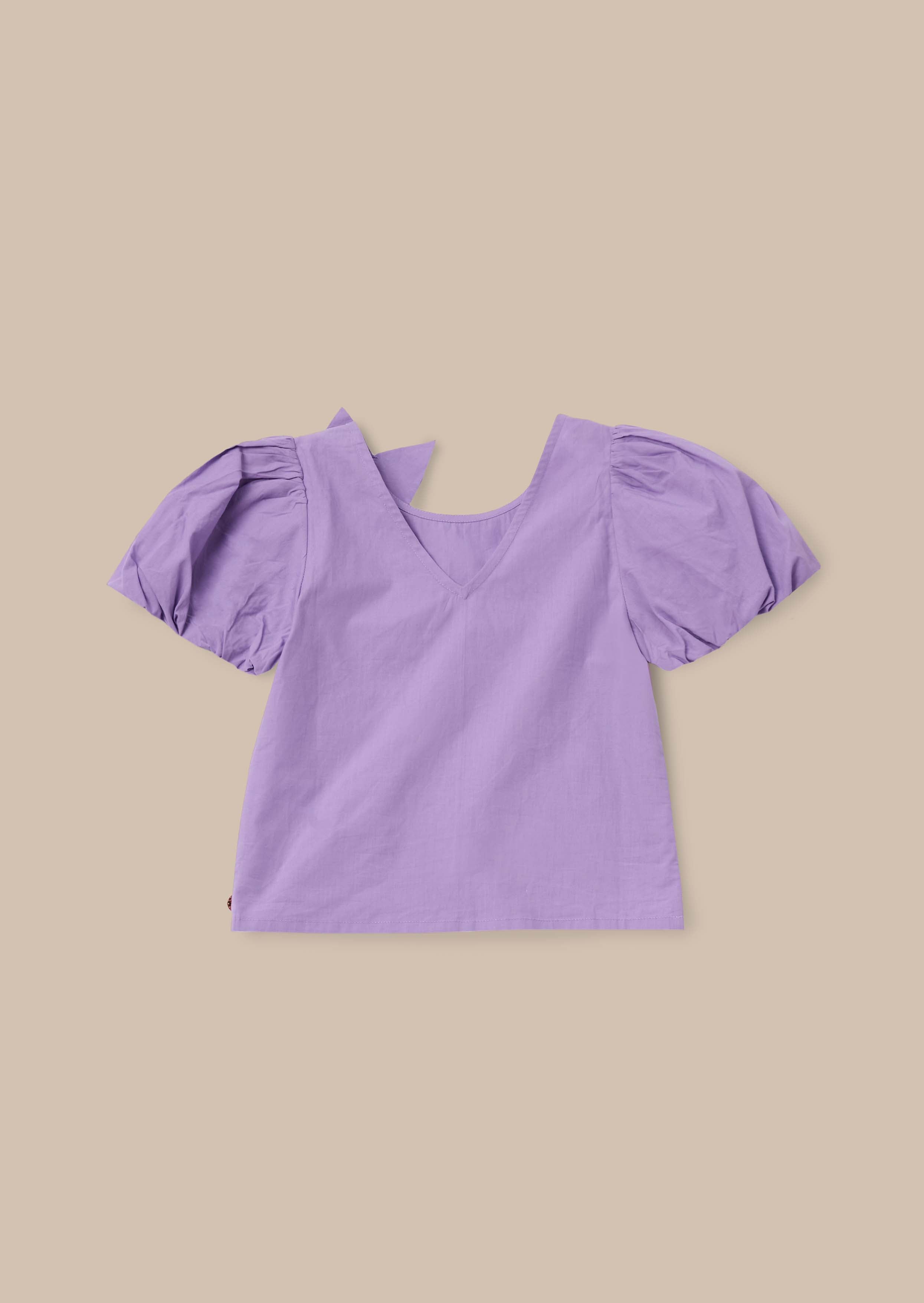 cotton Purple Corsage Woven Top