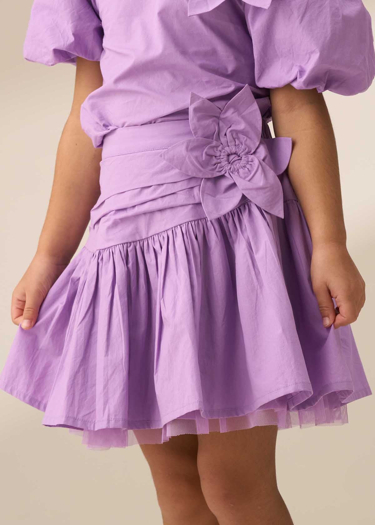 Girl Purple Corsage Woven Skirt