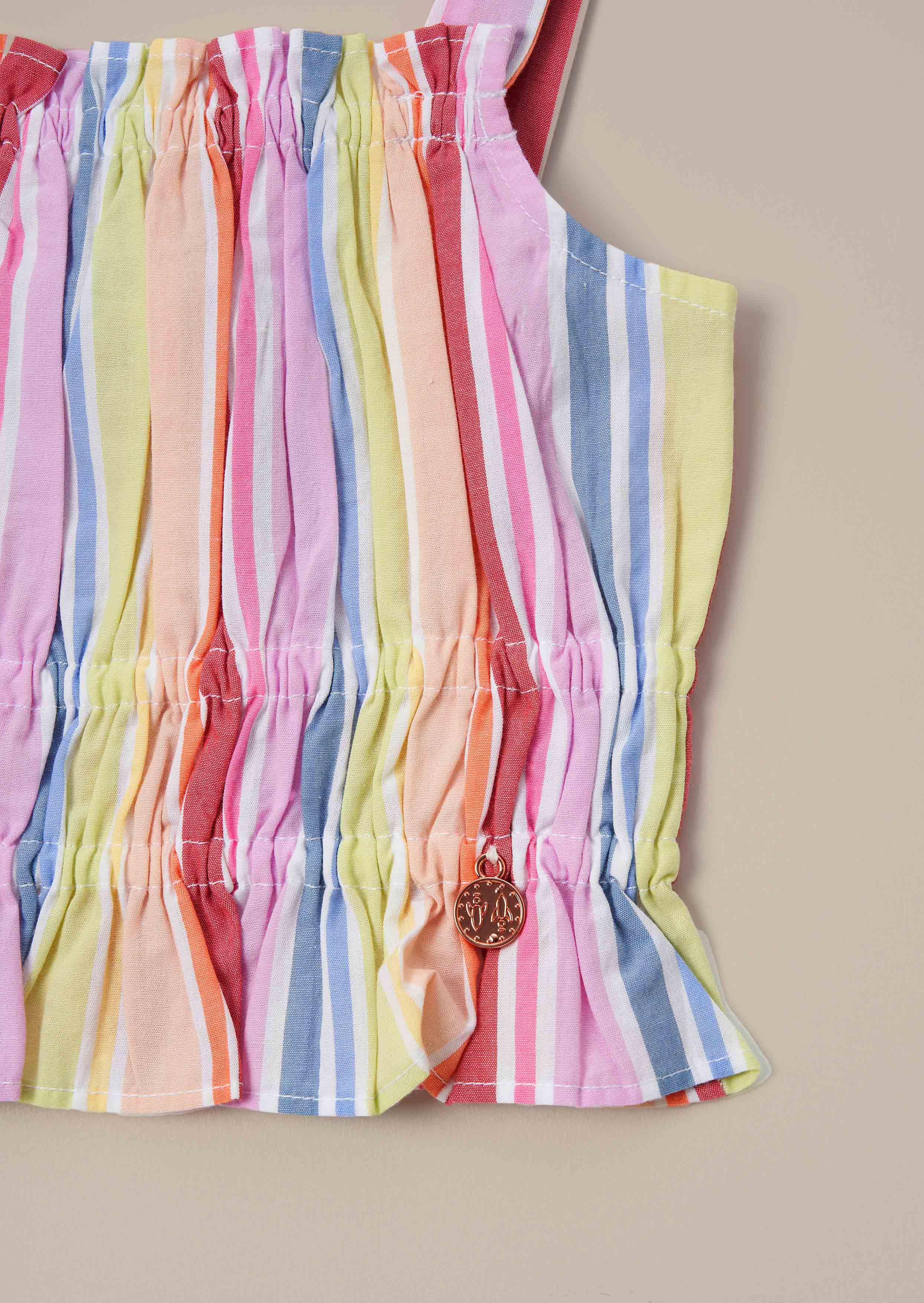 Multi Stripe Shirred Top outfit