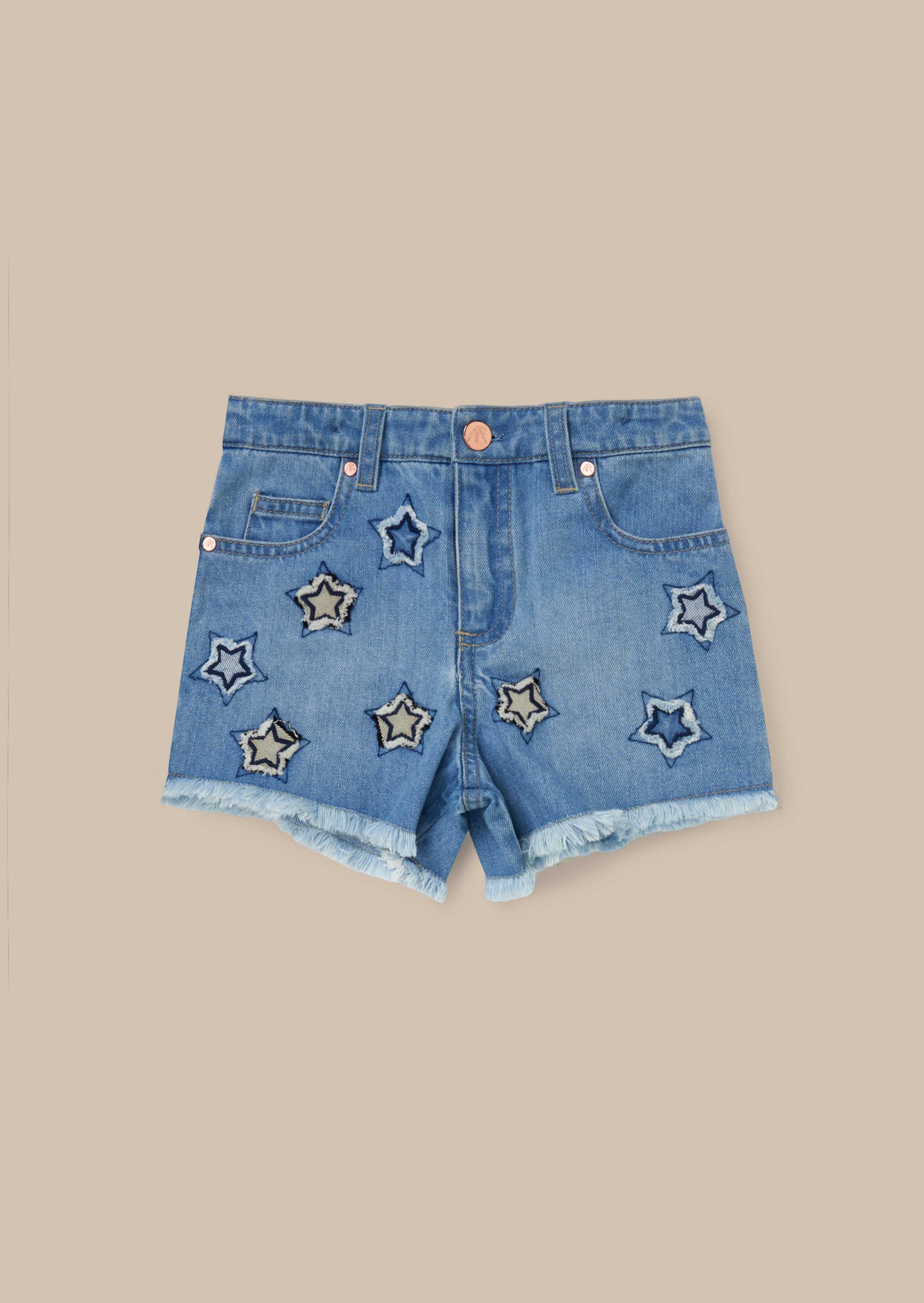 Nina Blue Star Applique Denim Short