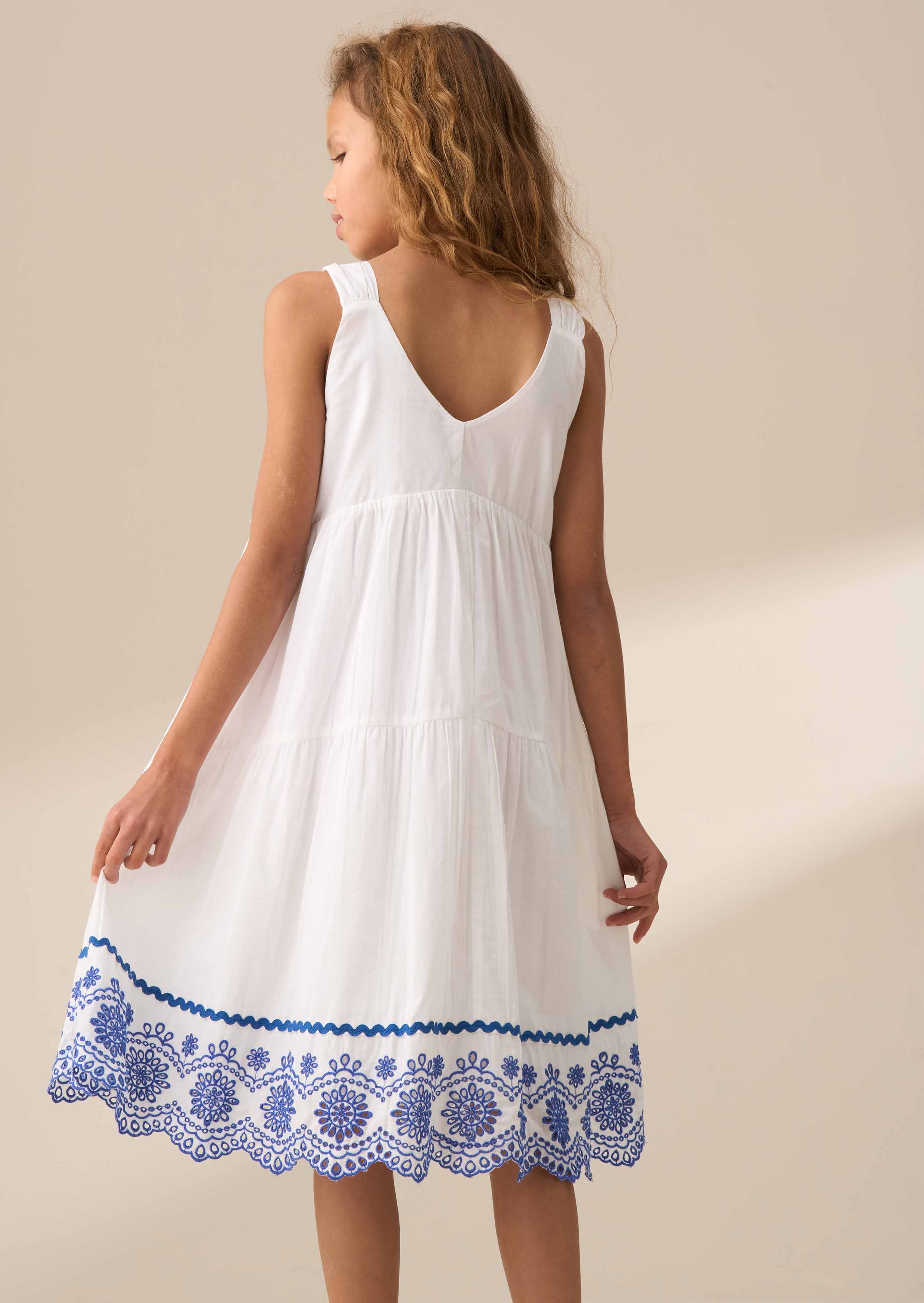 maxi girl white embroidered dress