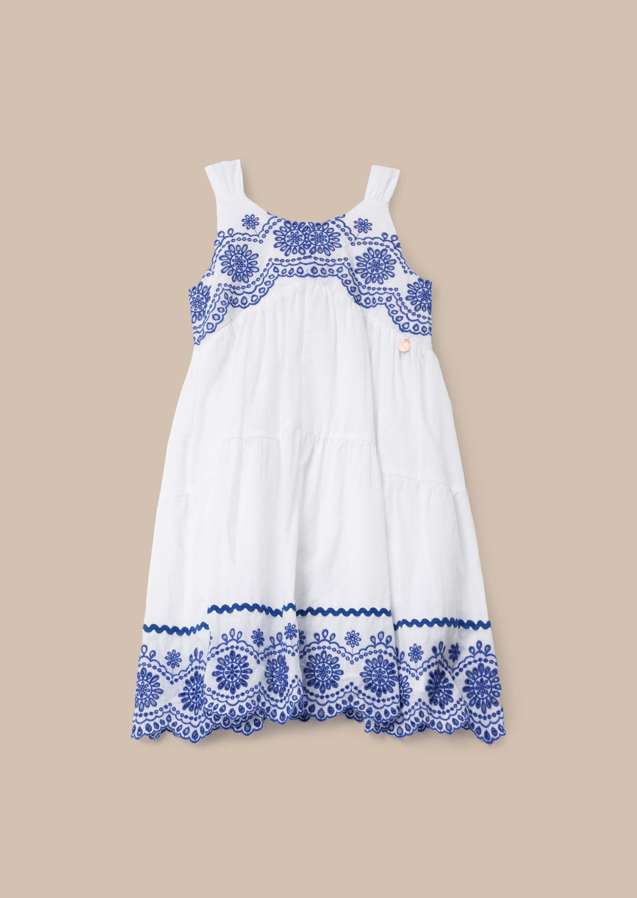 cotton White Embroidered Sundress