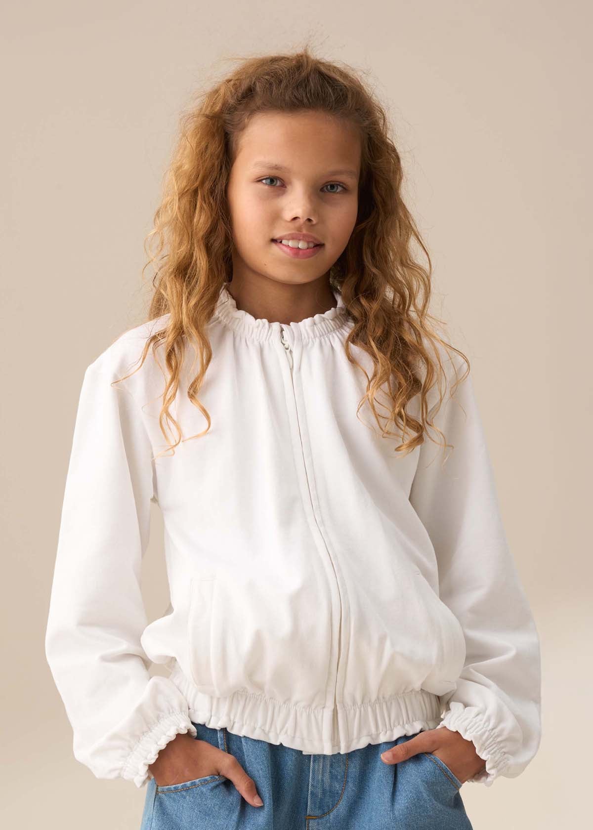 Girl White Zip Up Jacket