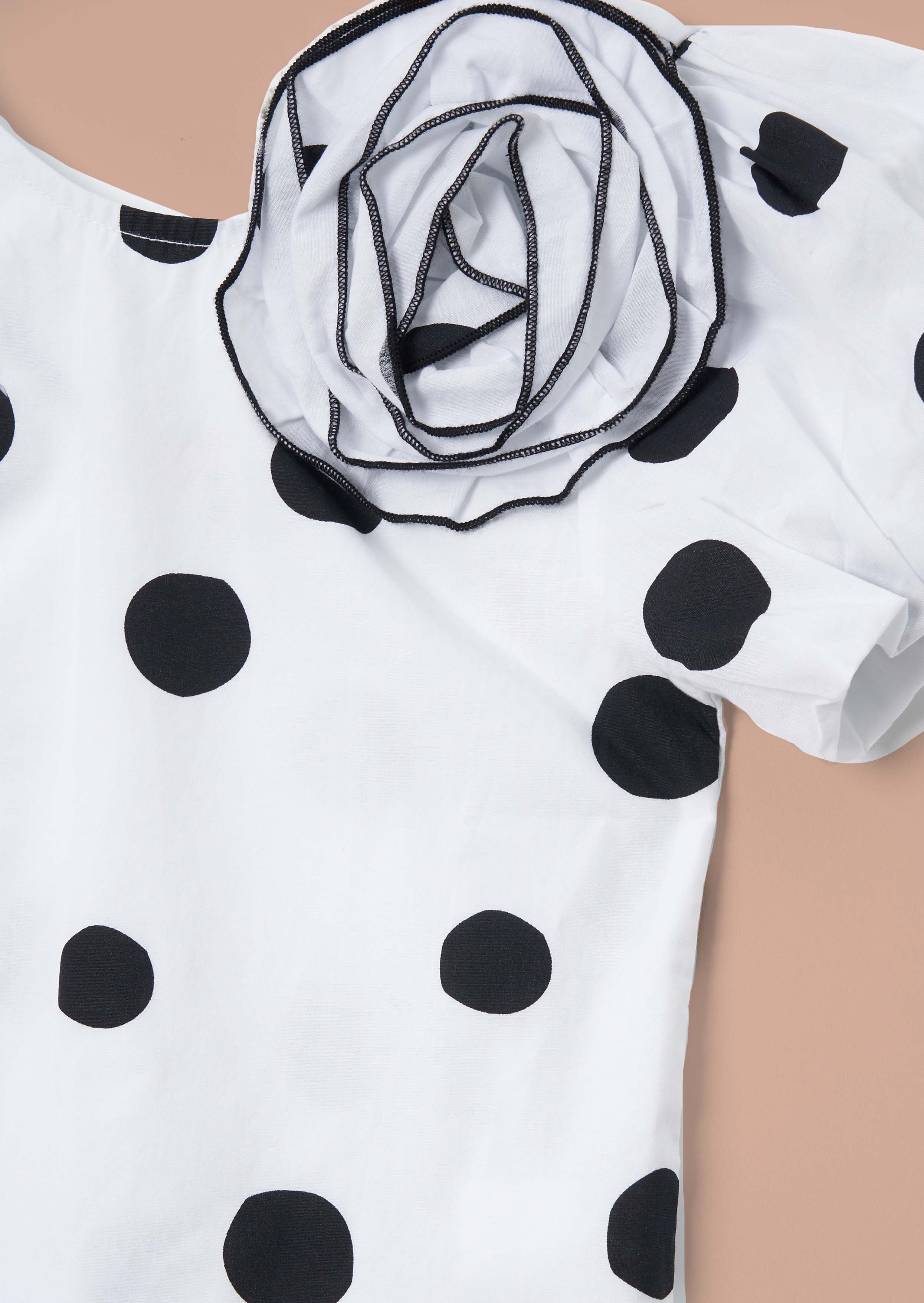 Printed Girls White Spotty Corsage Top