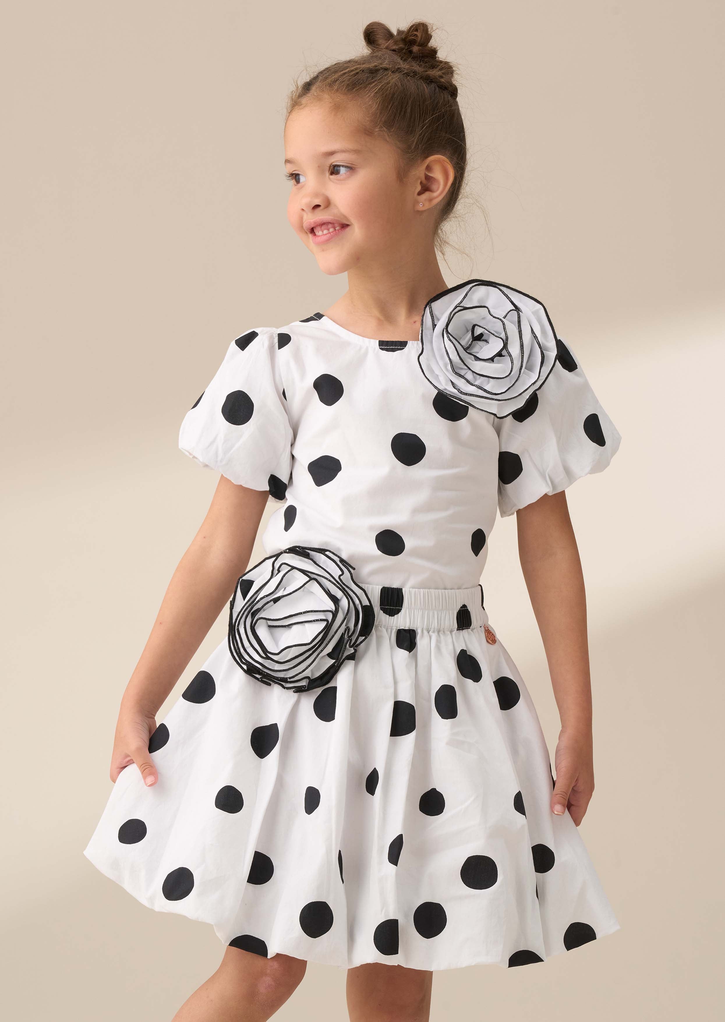 Online Girls White Spotty Puffball Skirt