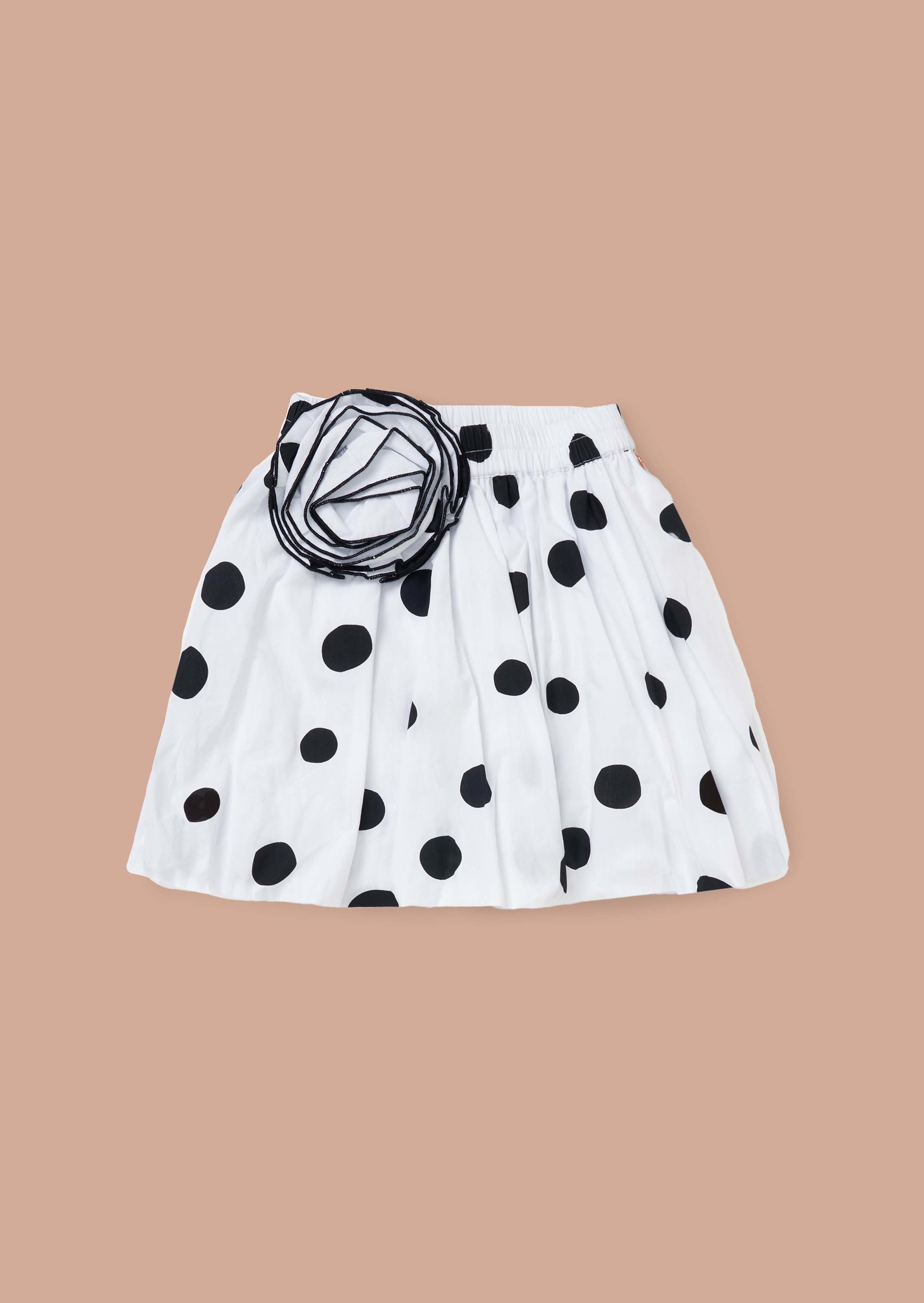 Girls White Spotty Puffball Dot Skirt