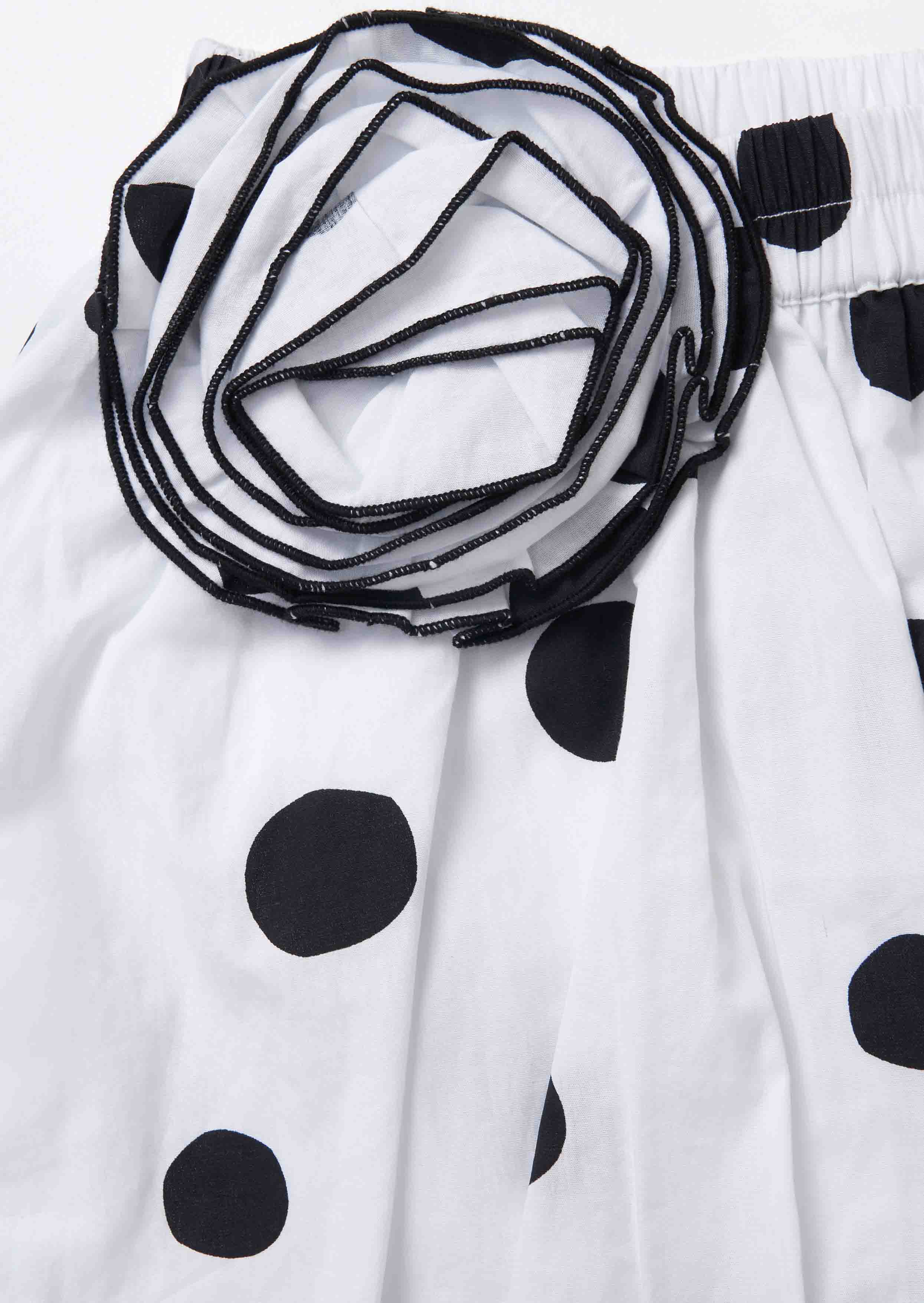 Elastane Waistband Girls White Spotty Puffball Skirt