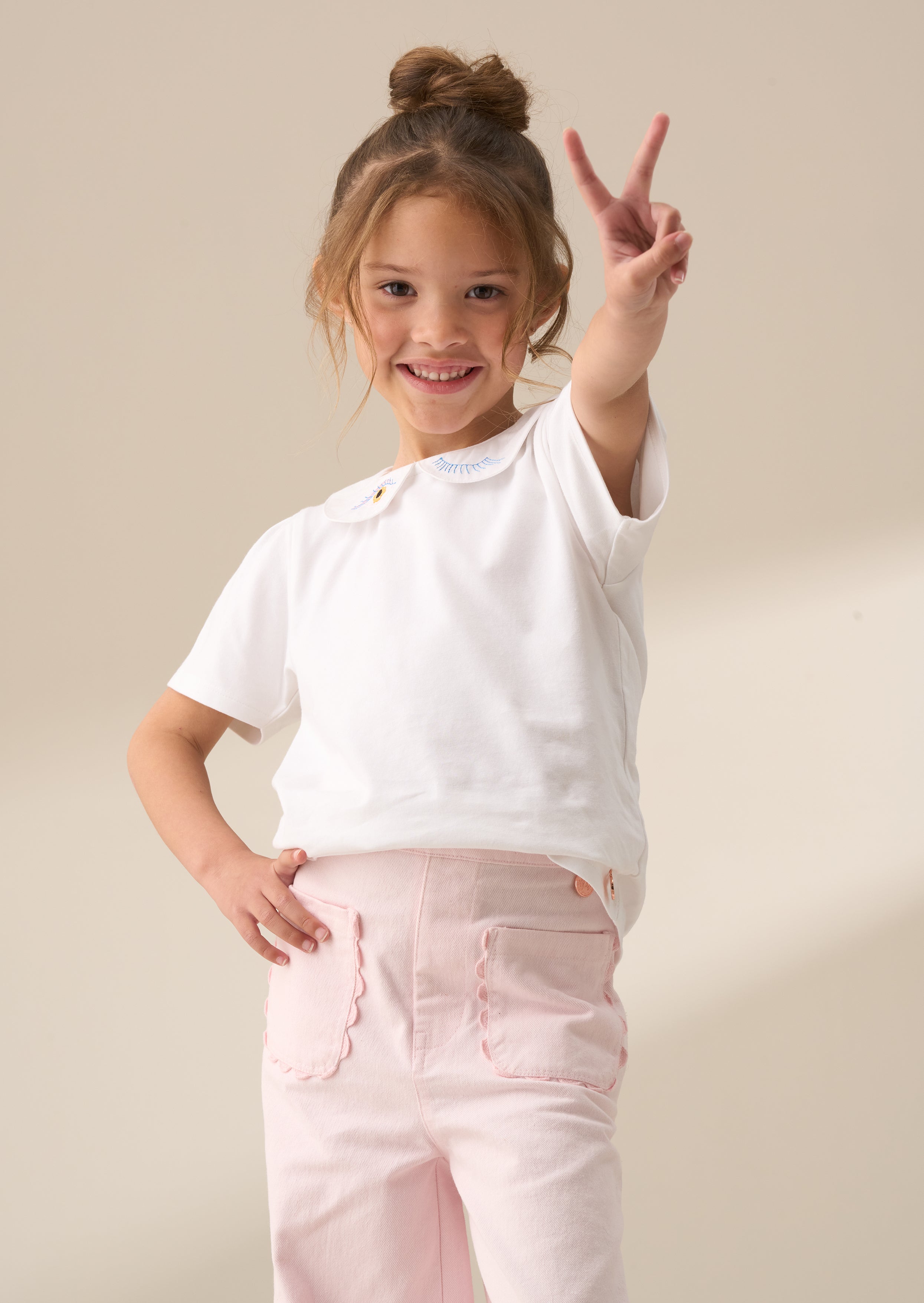 Cotton Girl White Peter Pan Collar Tee