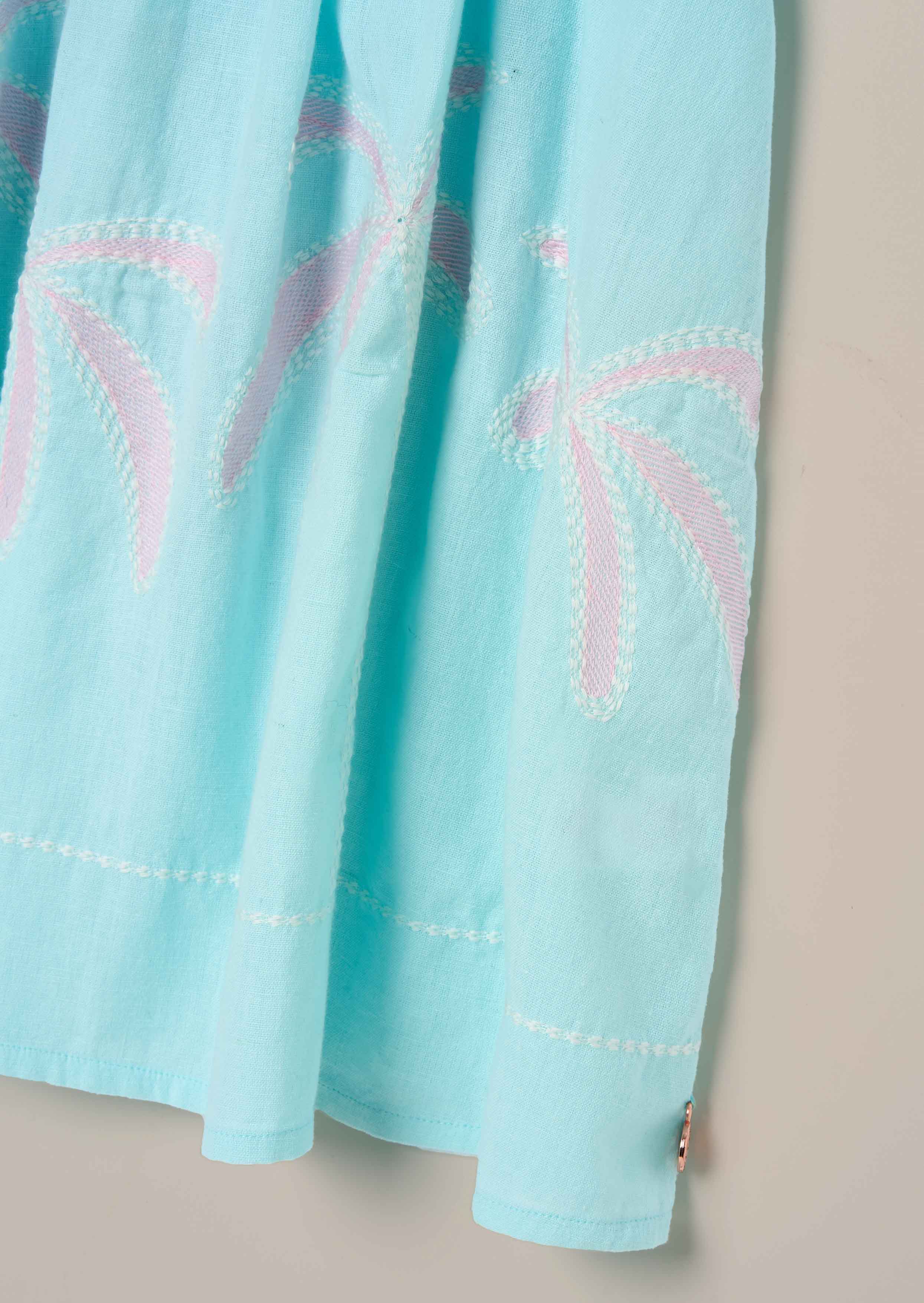 Buy Online Paloma Blue Embroidered Hem Swing Dress