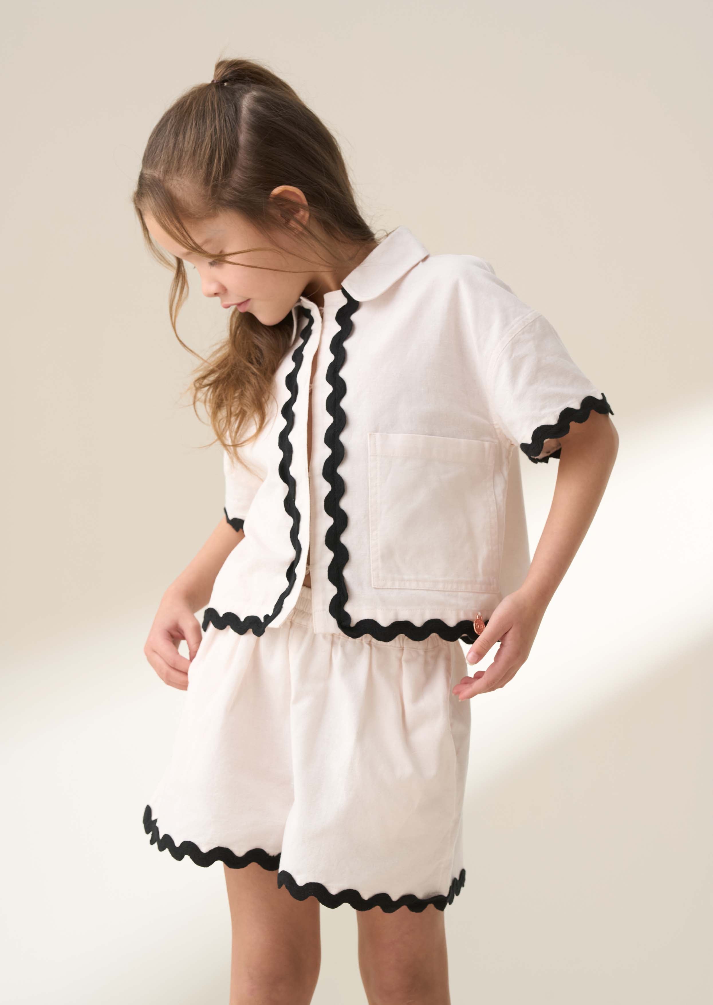 Cotton Ivory Ric Rac Shirt & Short Set