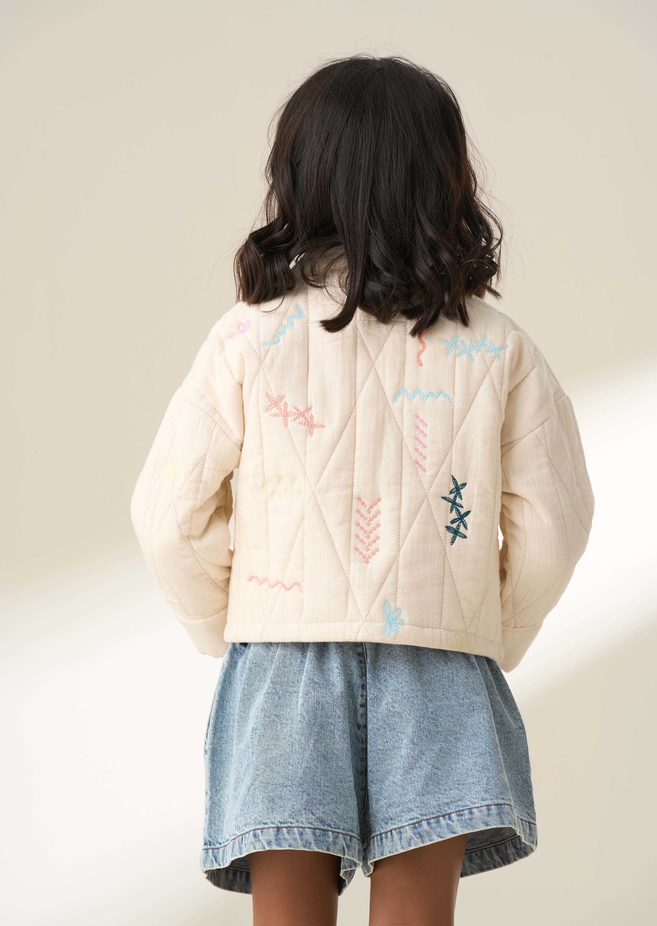 Cotton Girl Quilted Embroidered Jacket