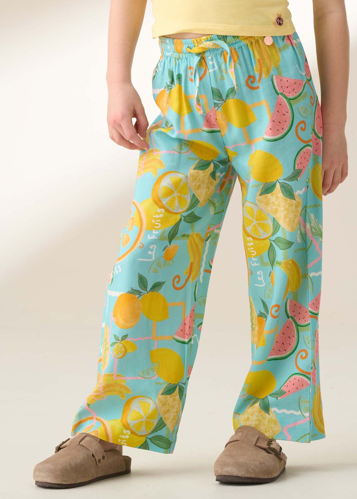 Girl Lyla Blue Fruit Print Trousers
