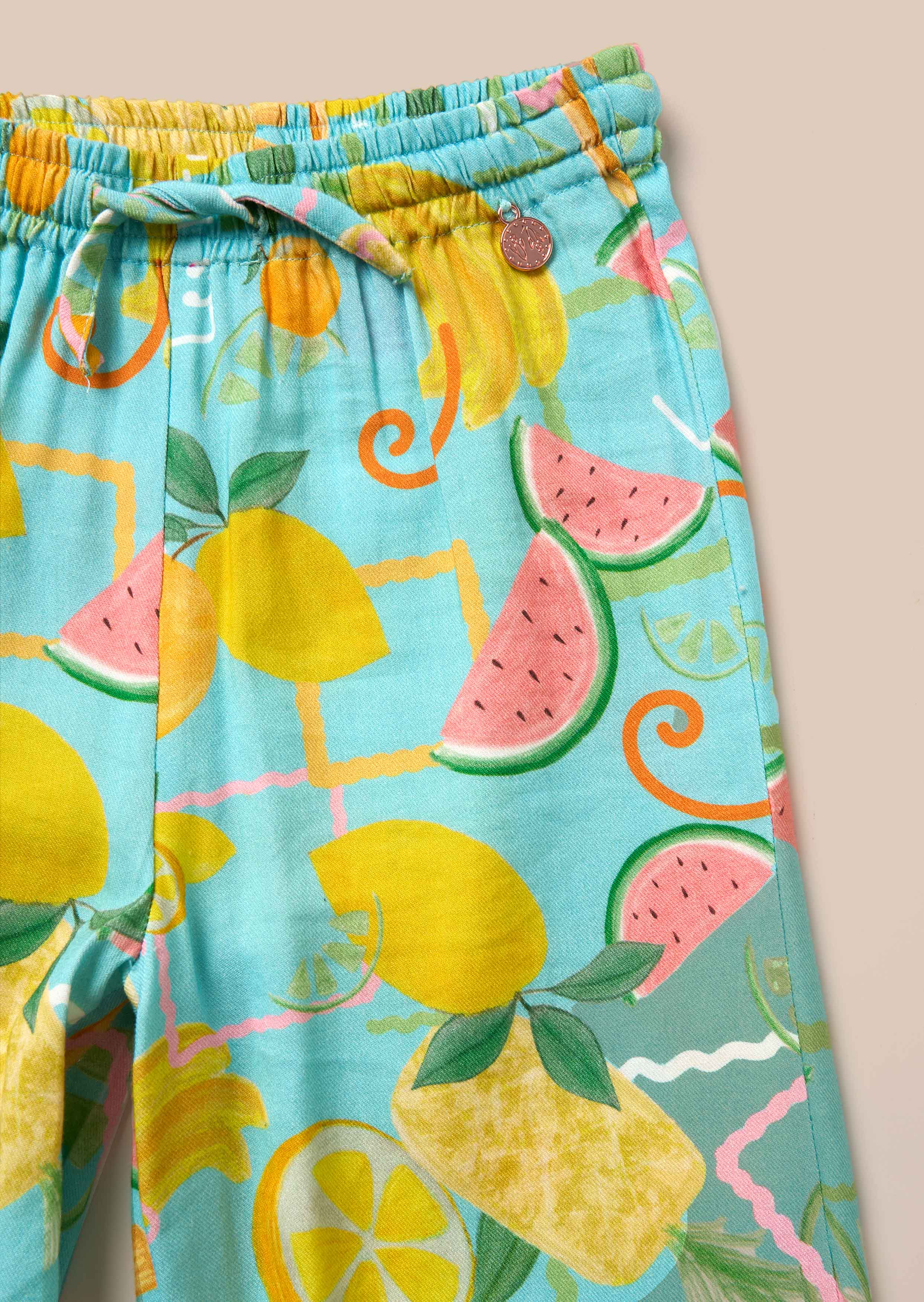 Online Girl Lyla Blue Fruit Print Trousers
