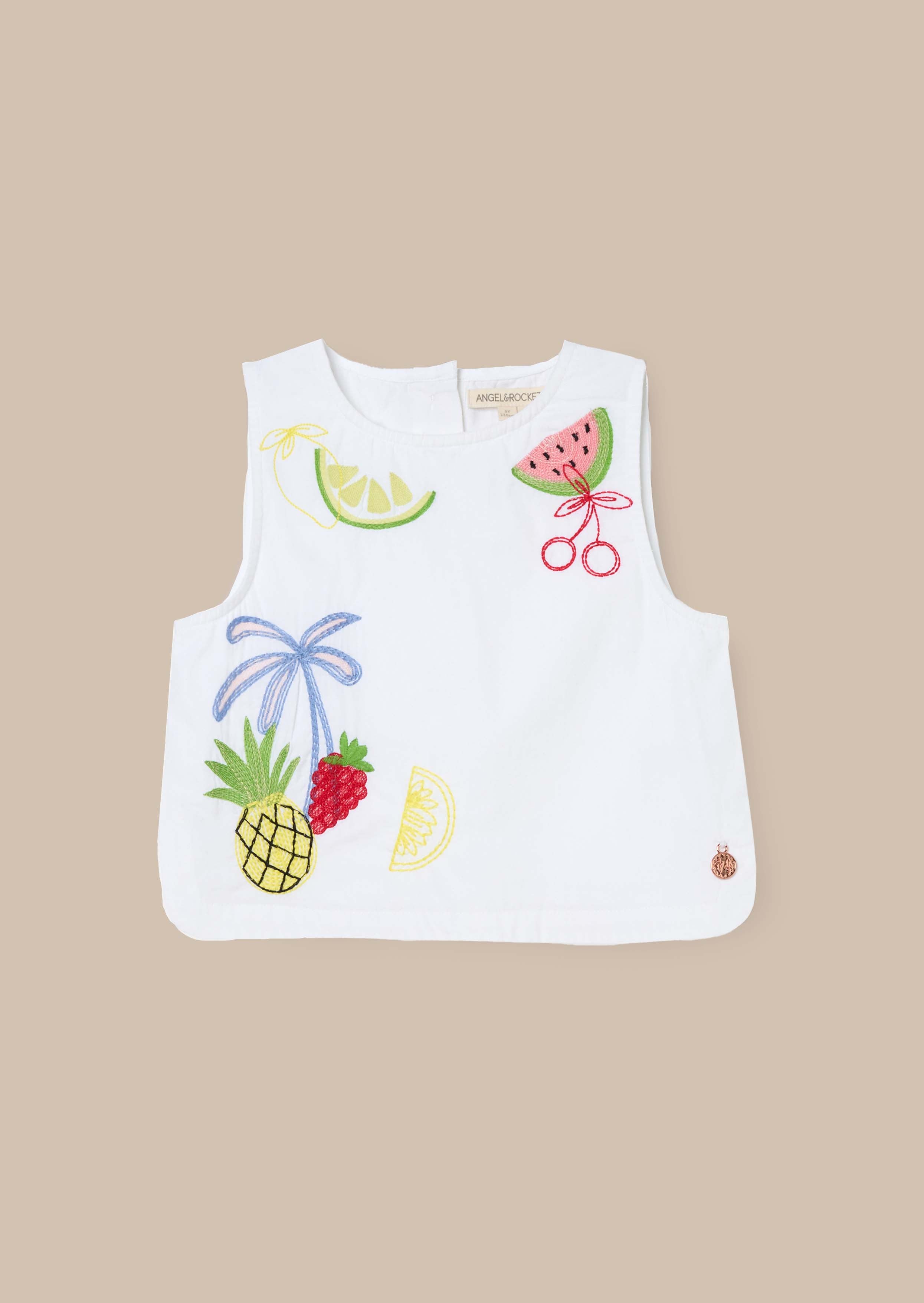 Cotton White Embroidered Shell Top