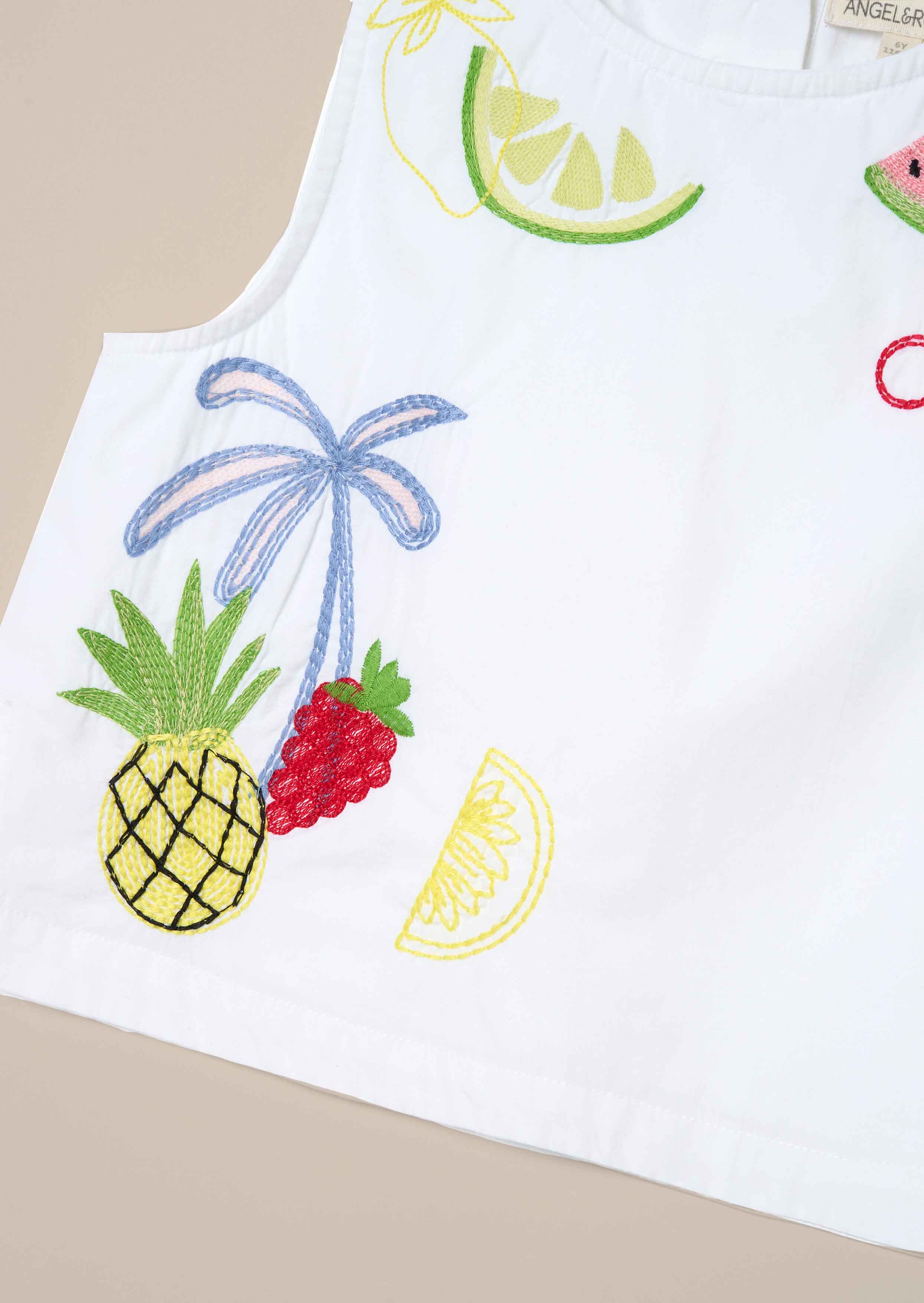 Online White Embroidered Shell Top