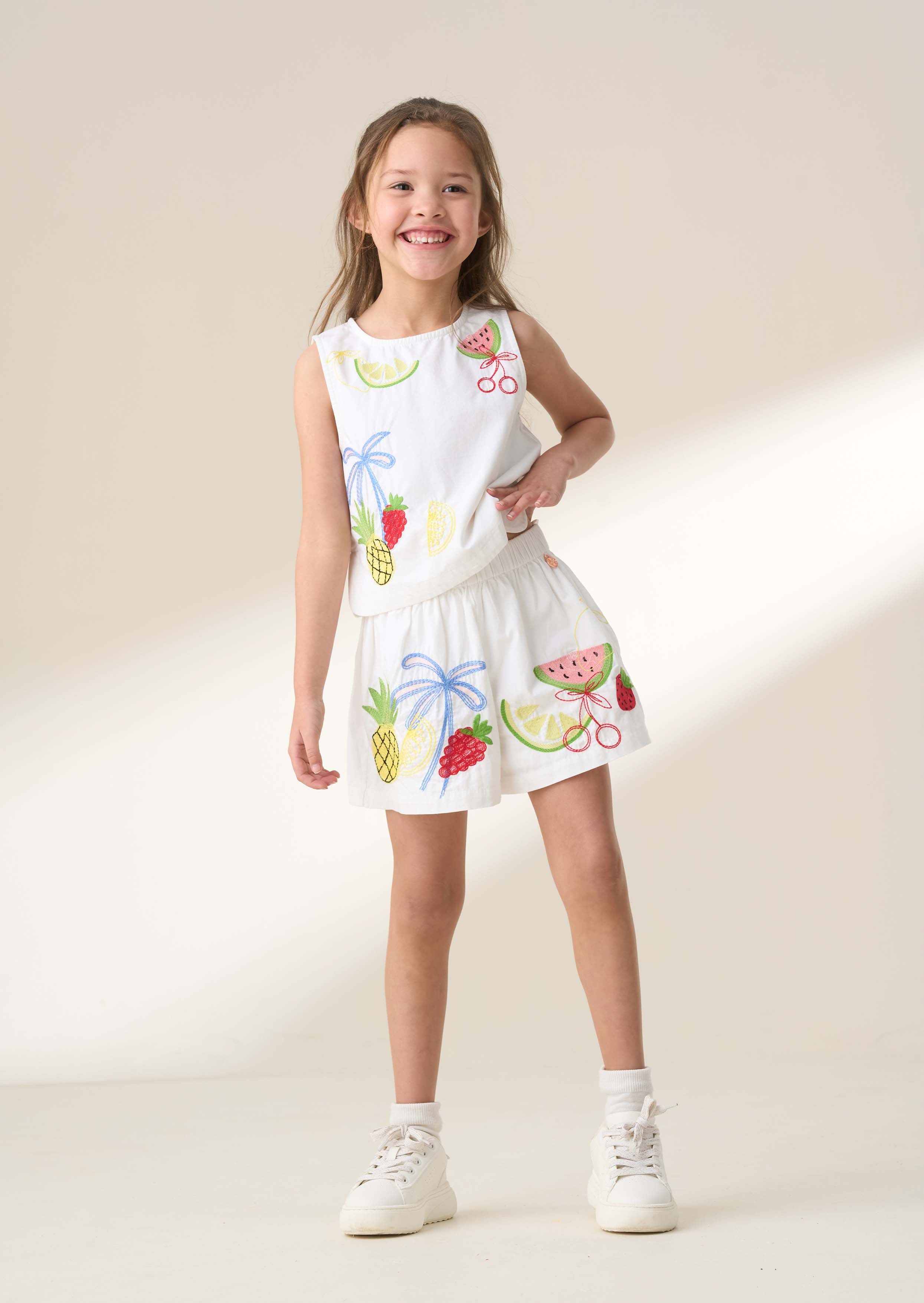 White Embroidered Short