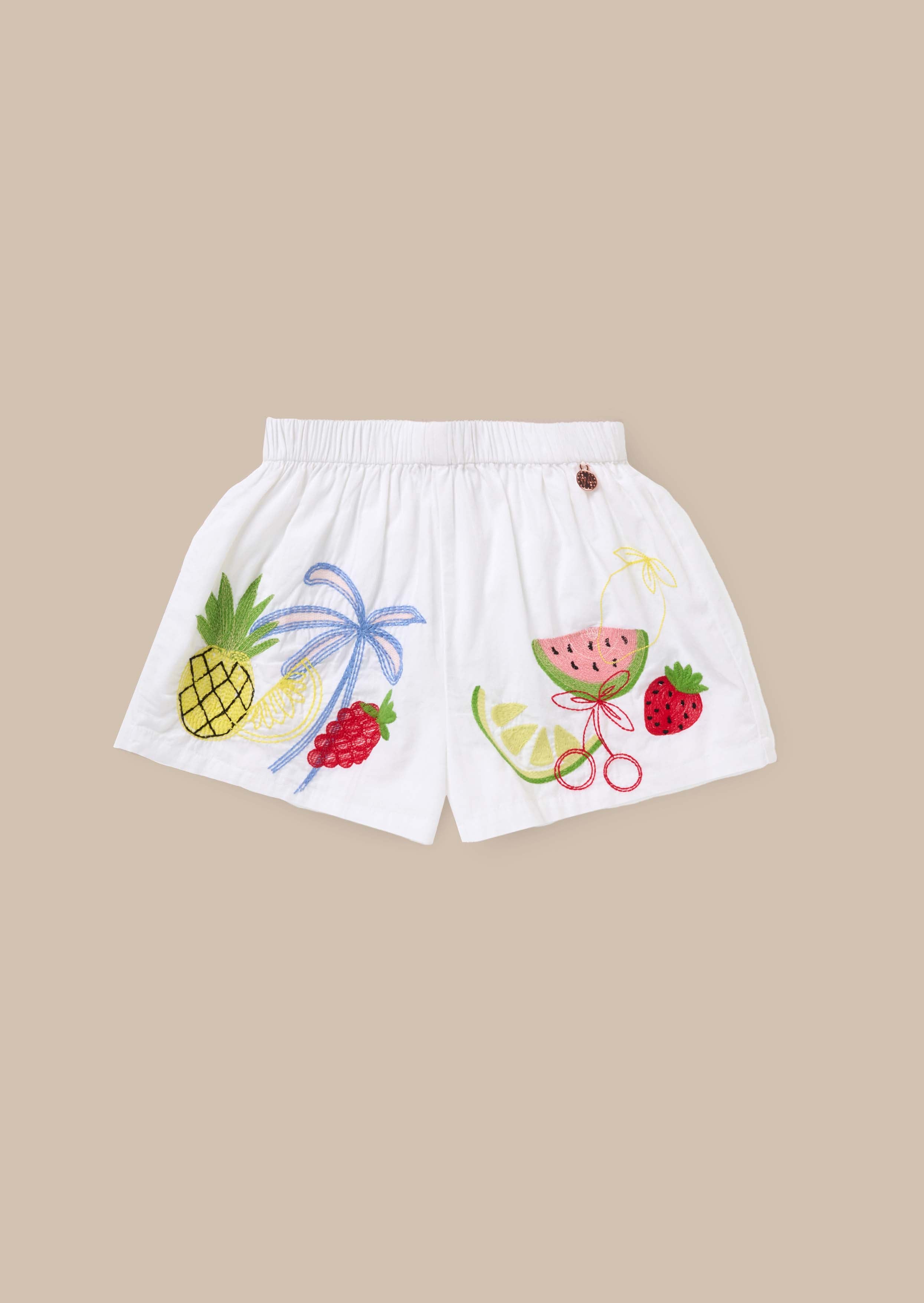 Buy White Embroidered Short