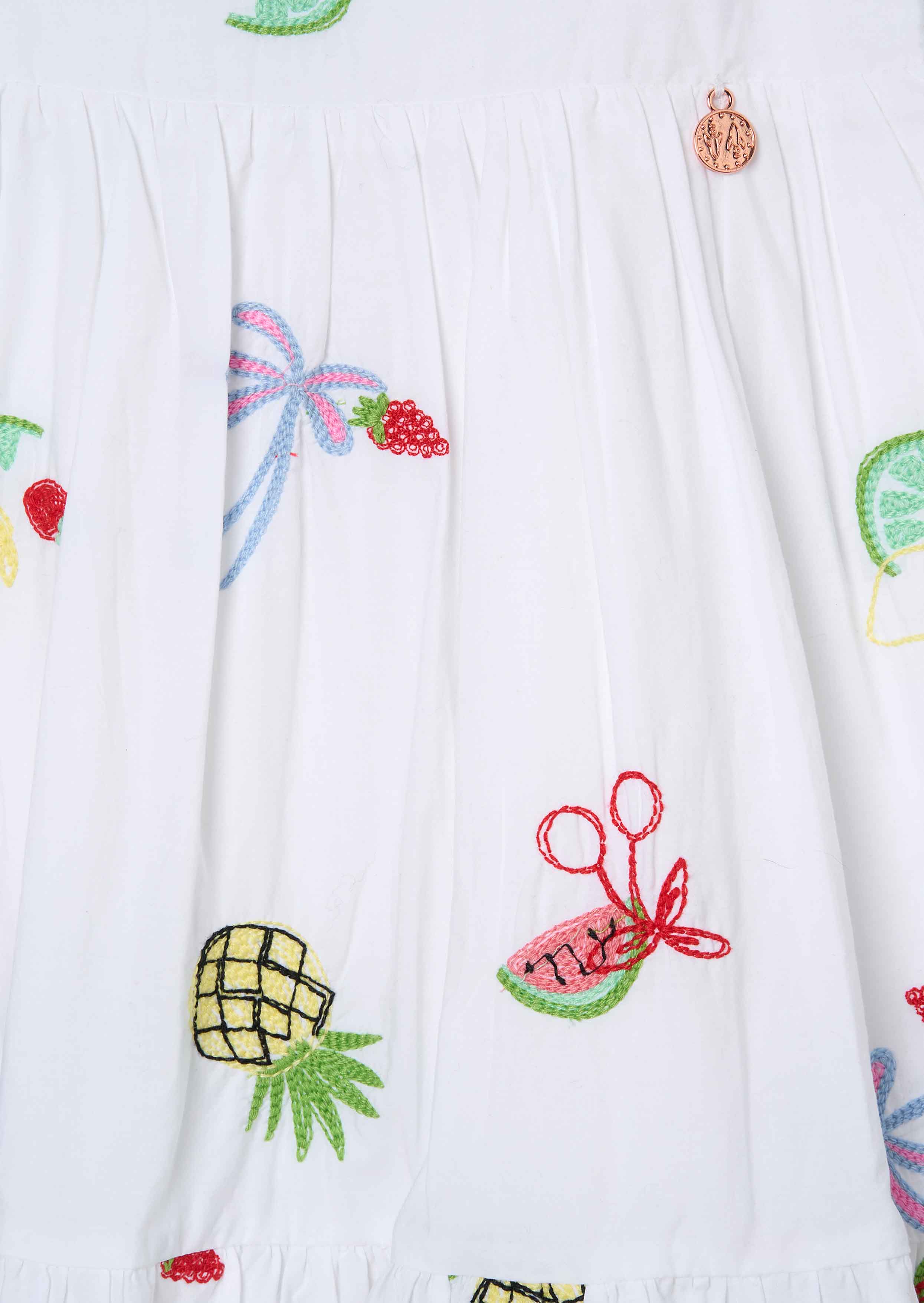 Online White Embroidered Fruit Dress