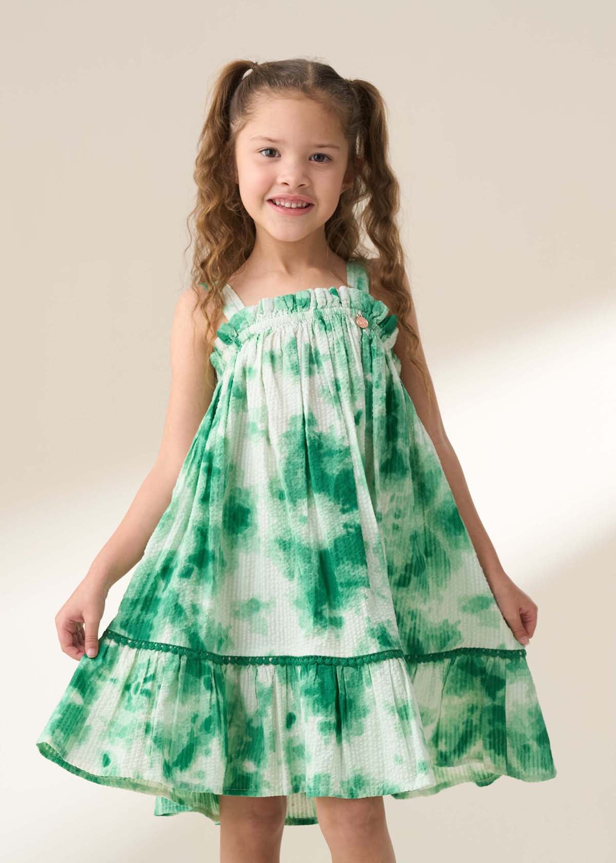 Girl Green Tie Dye Sun Dress